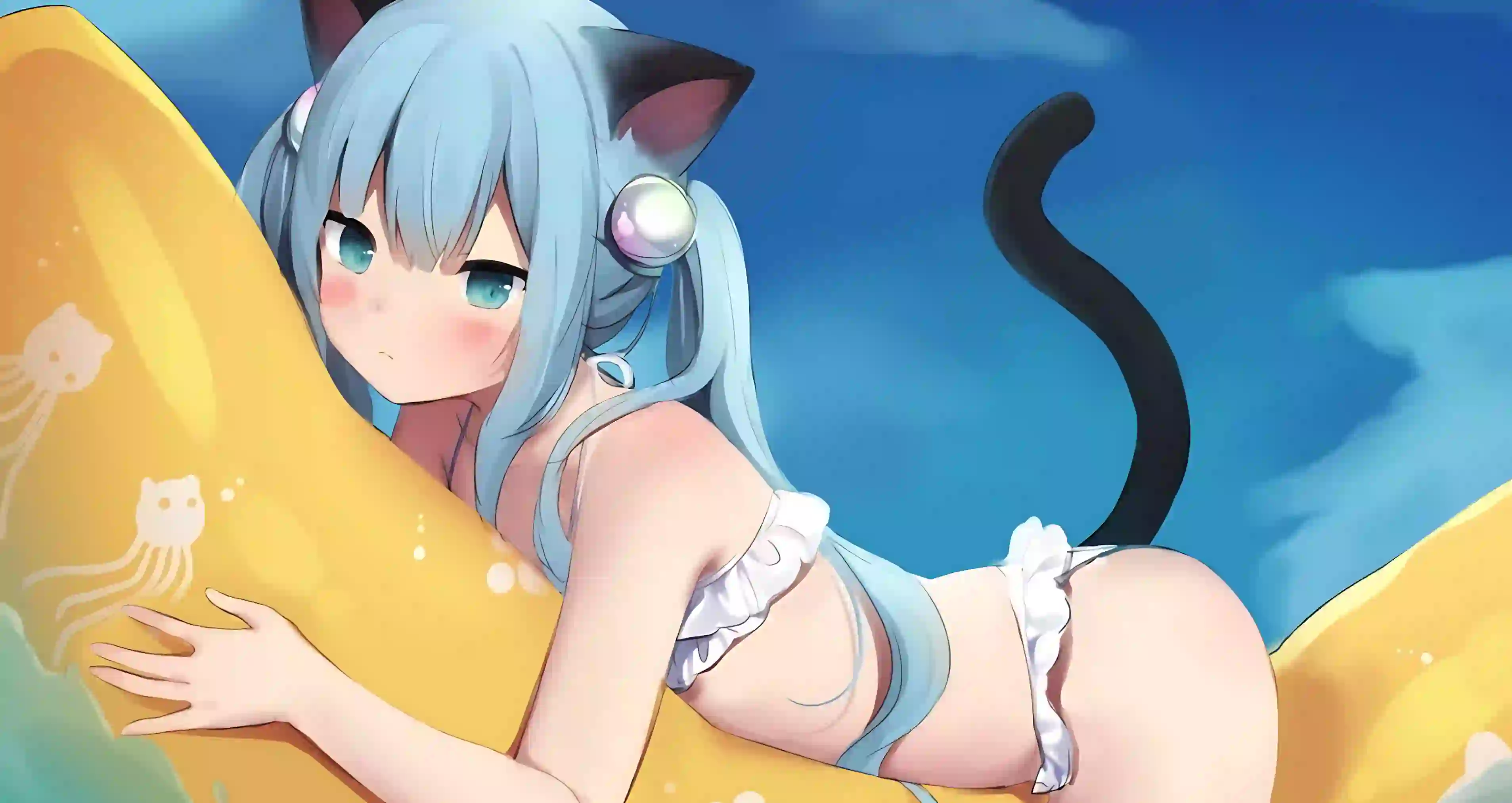 二次元女孩 动漫女孩 猫羽雫 猫尾 香蕉