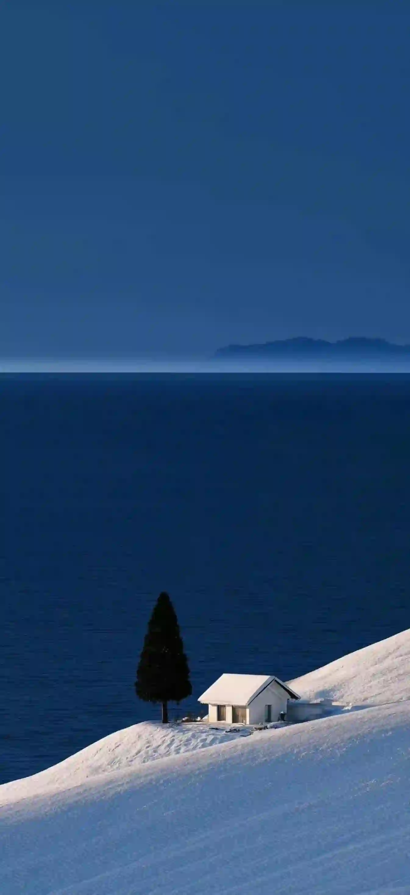 冬季风景 雪景 海边小屋 极简自然 风景壁纸