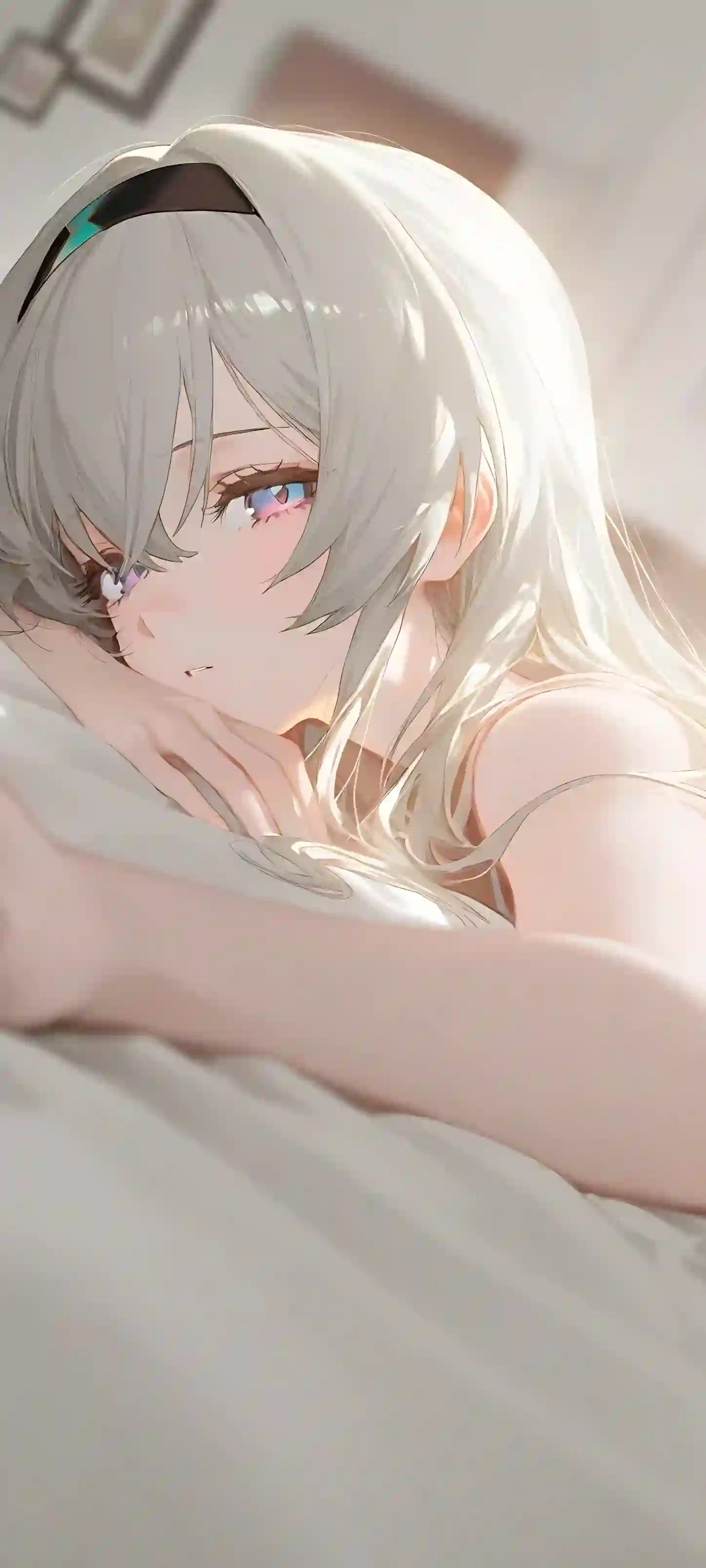 动漫女孩 二次元 慵懒 居家 白色头发