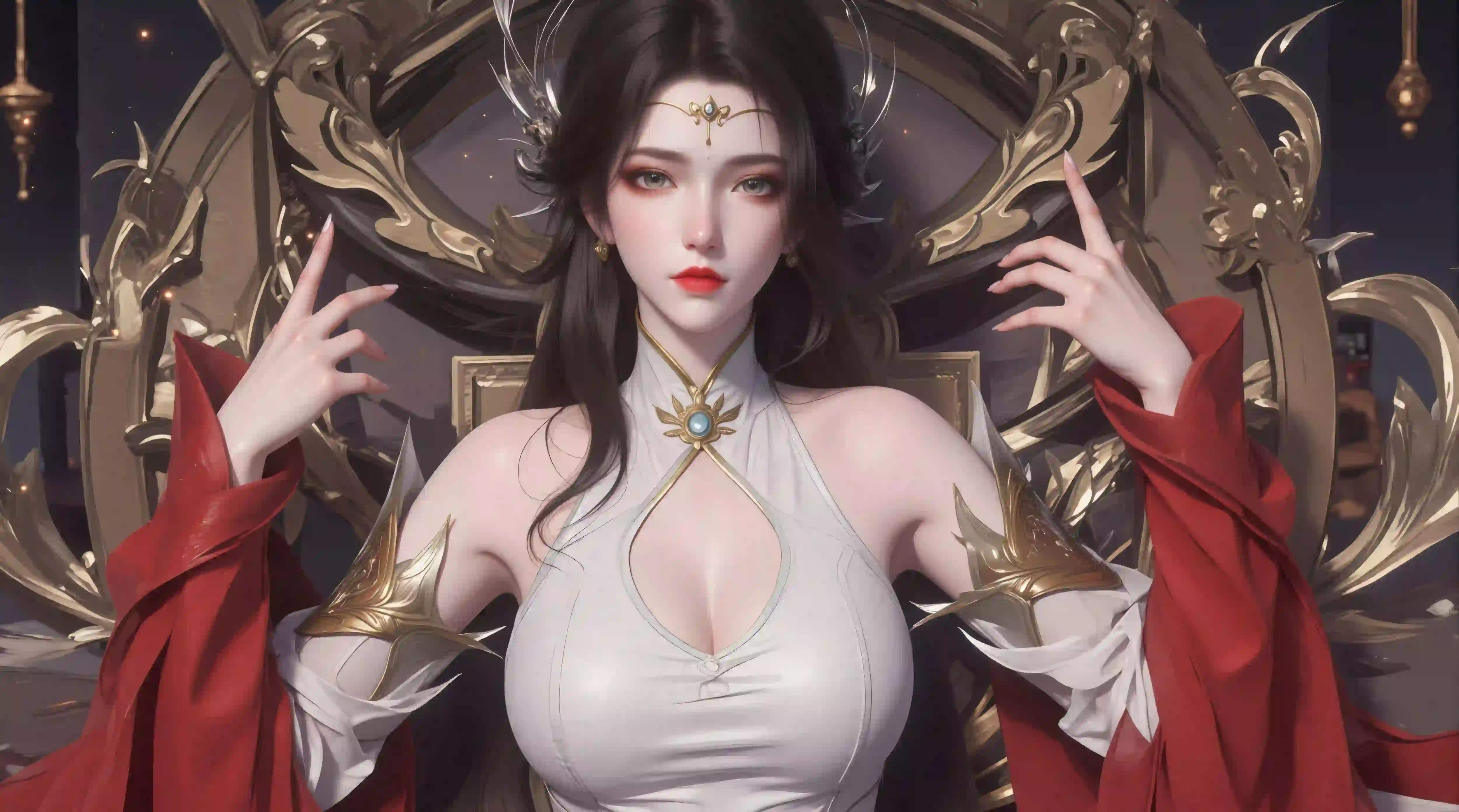 美女 性感美女 红色衣服