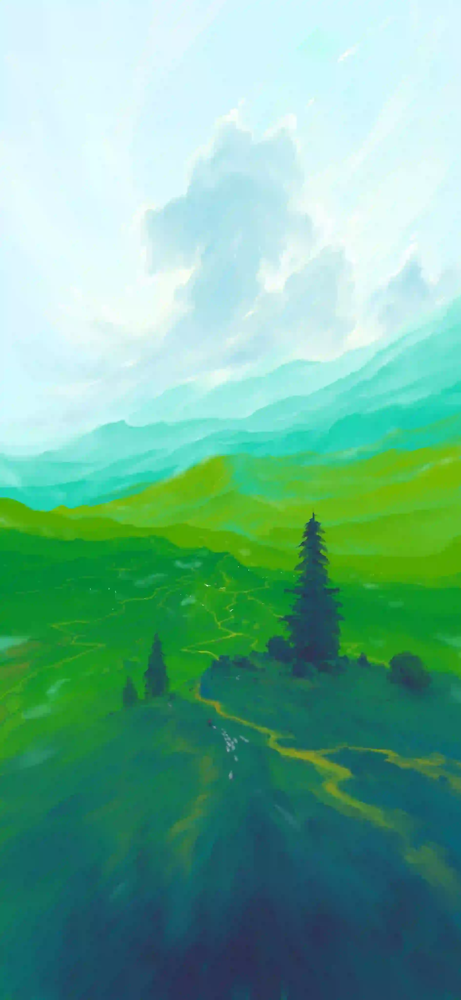 风景 云海 草原 树