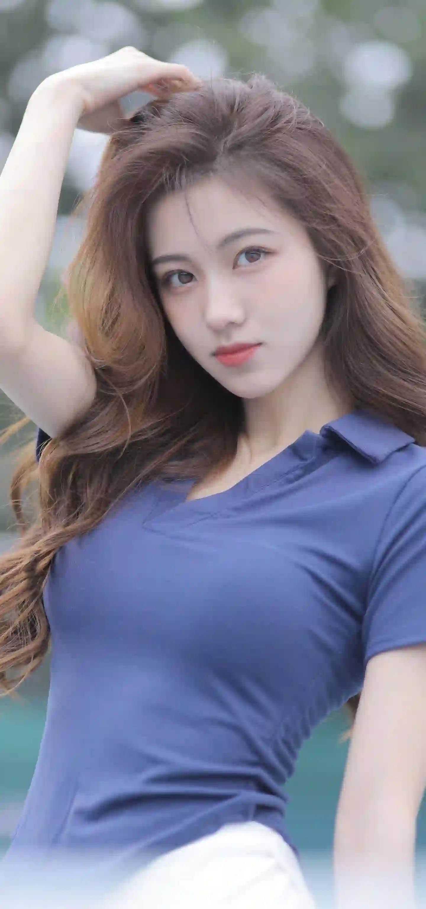 长发性感美女 户外写真