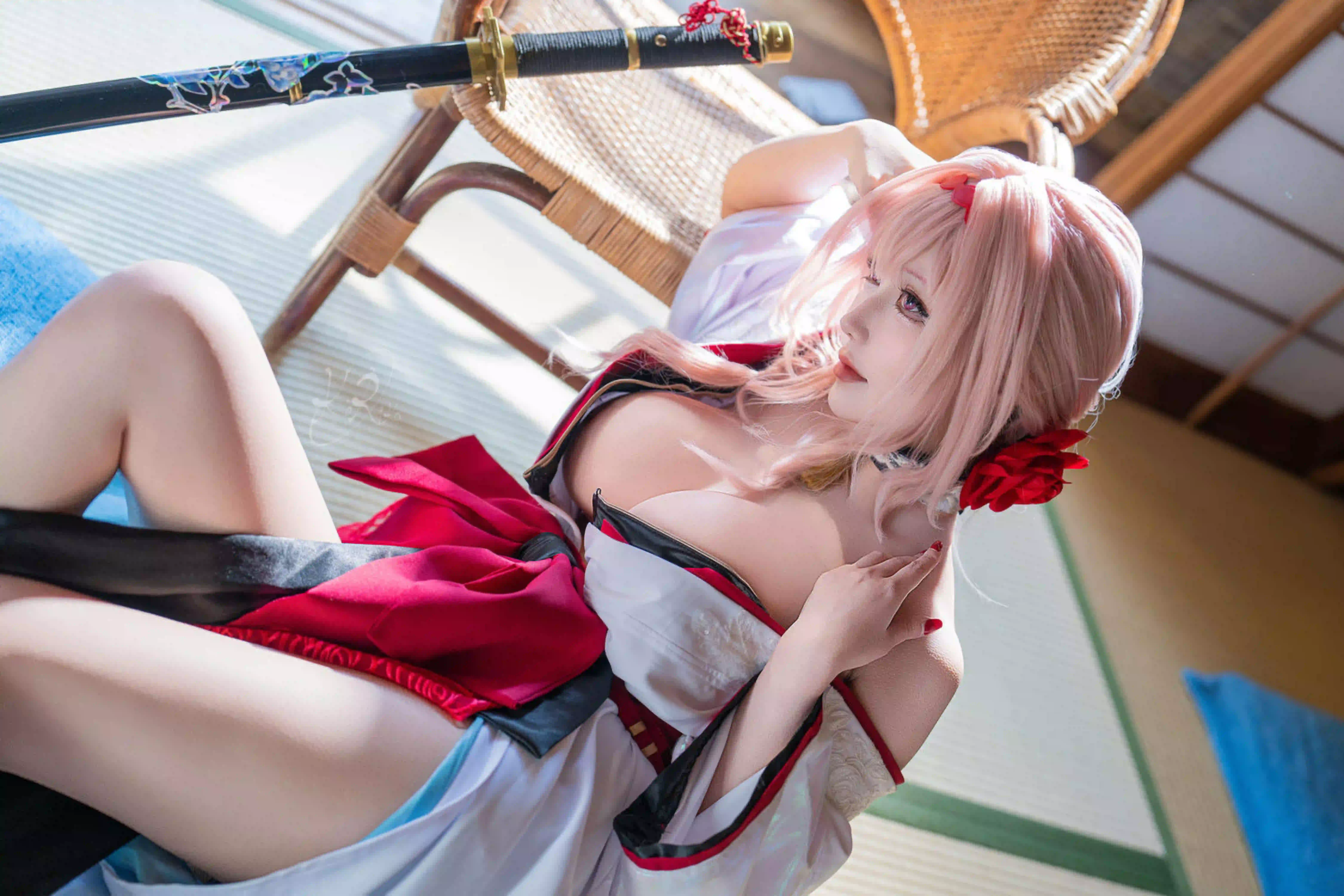 长发美女 coser 日式风格 妖刀 性感美女 和服 长腿