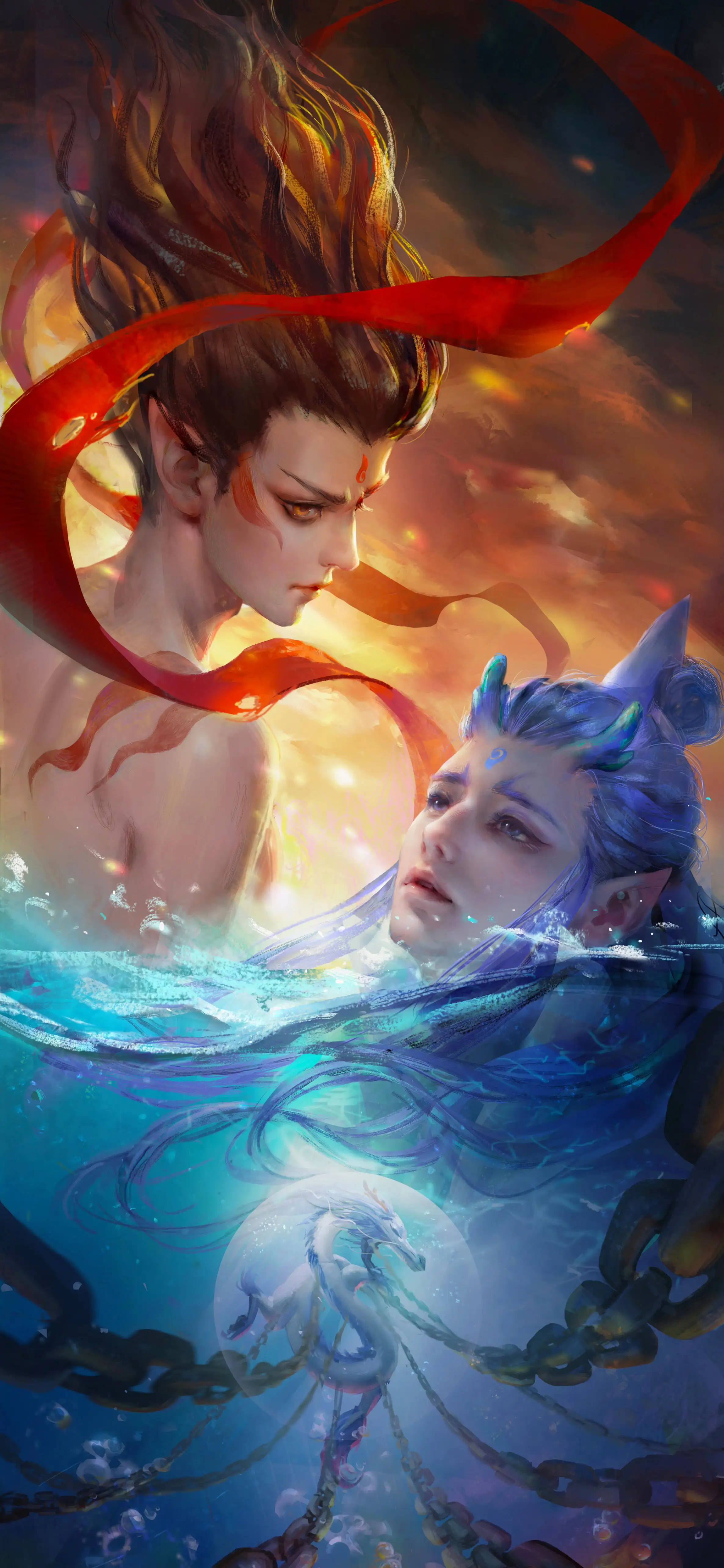 哪吒敖丙 混天绫 龙 5k手机壁纸