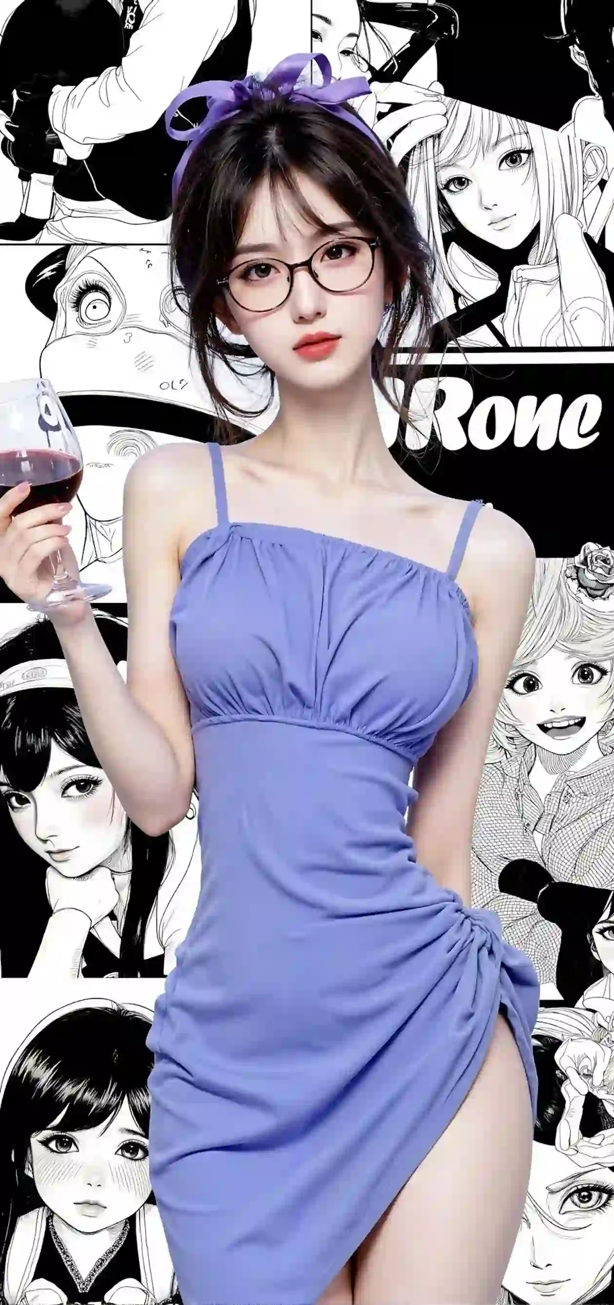 动漫女孩 二次元女孩 吊带美女 蓝色吊带裙美女 