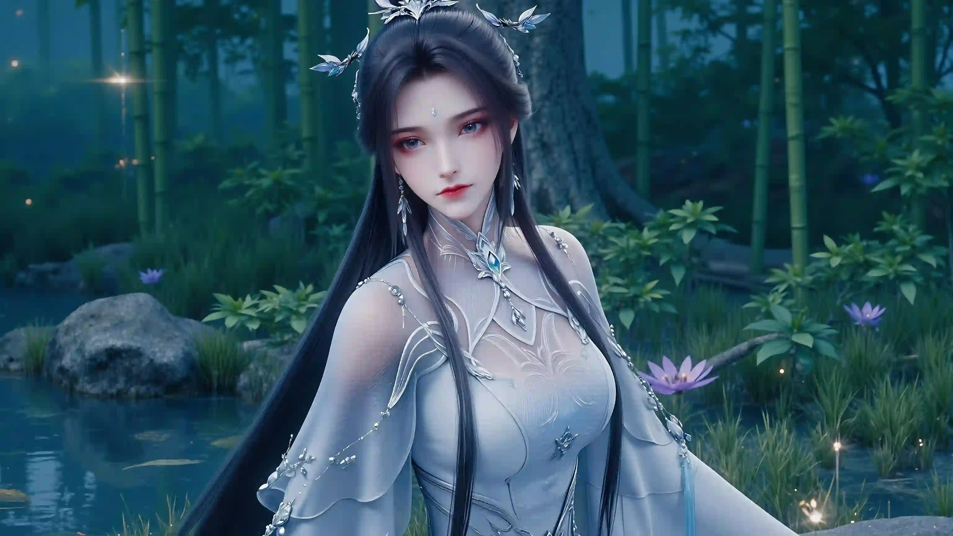 诛仙角色 陆雪琪 长发美女 冰冷仙子 蓝色裙子