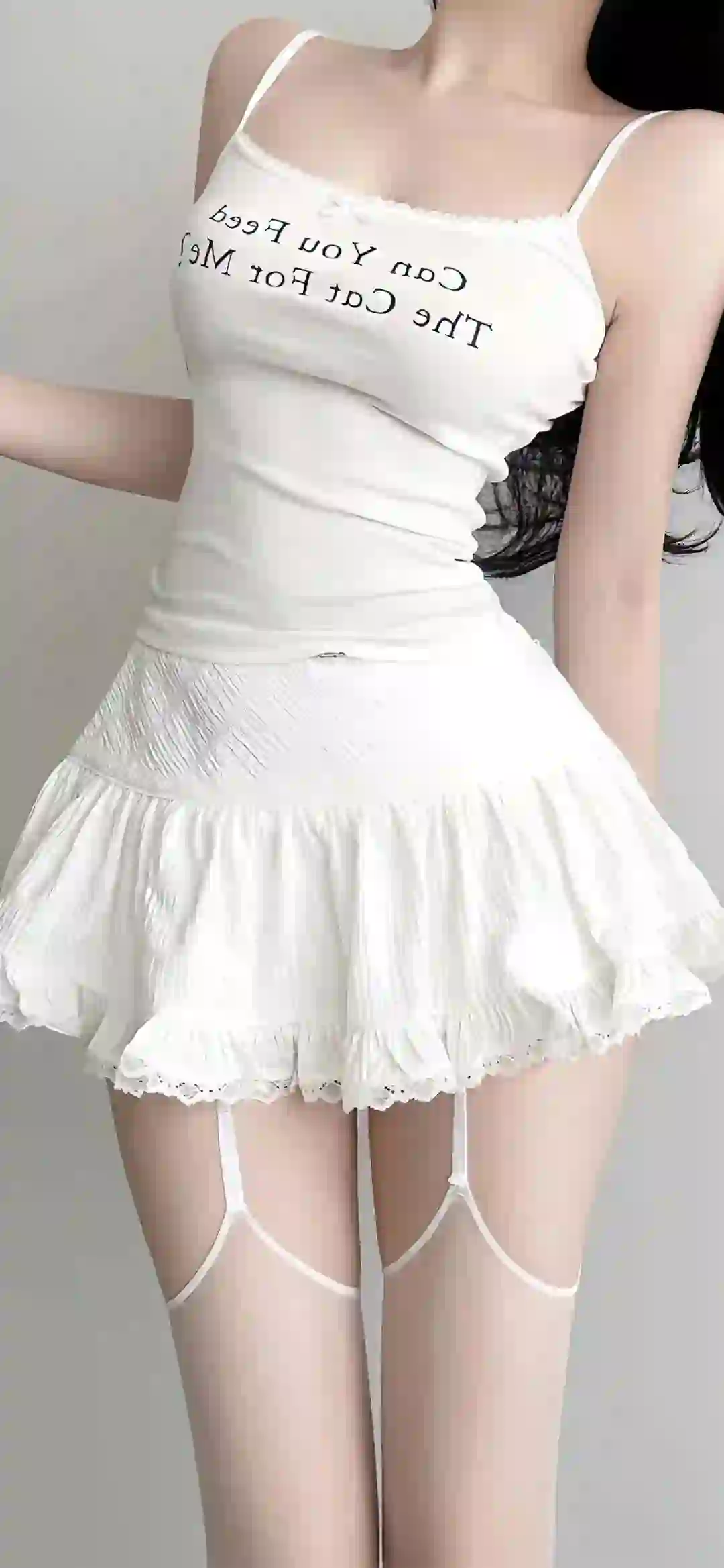 长发美女 性感美女 长腿美女 吊带袜 丝袜 白色丝袜 吊带美女 短裙美女