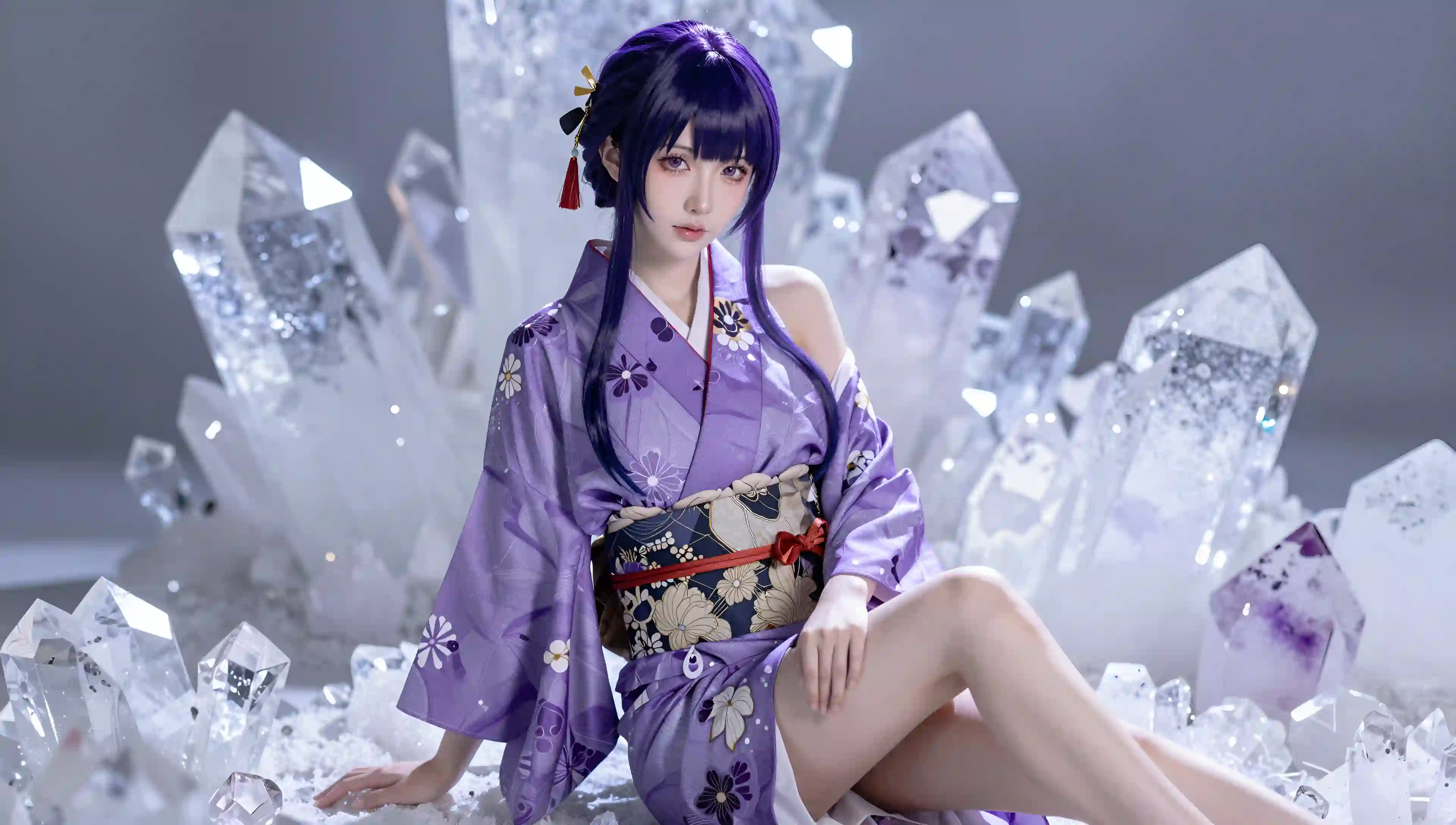 紫色和服 COS 冰晶 女孩 梦幻 写真