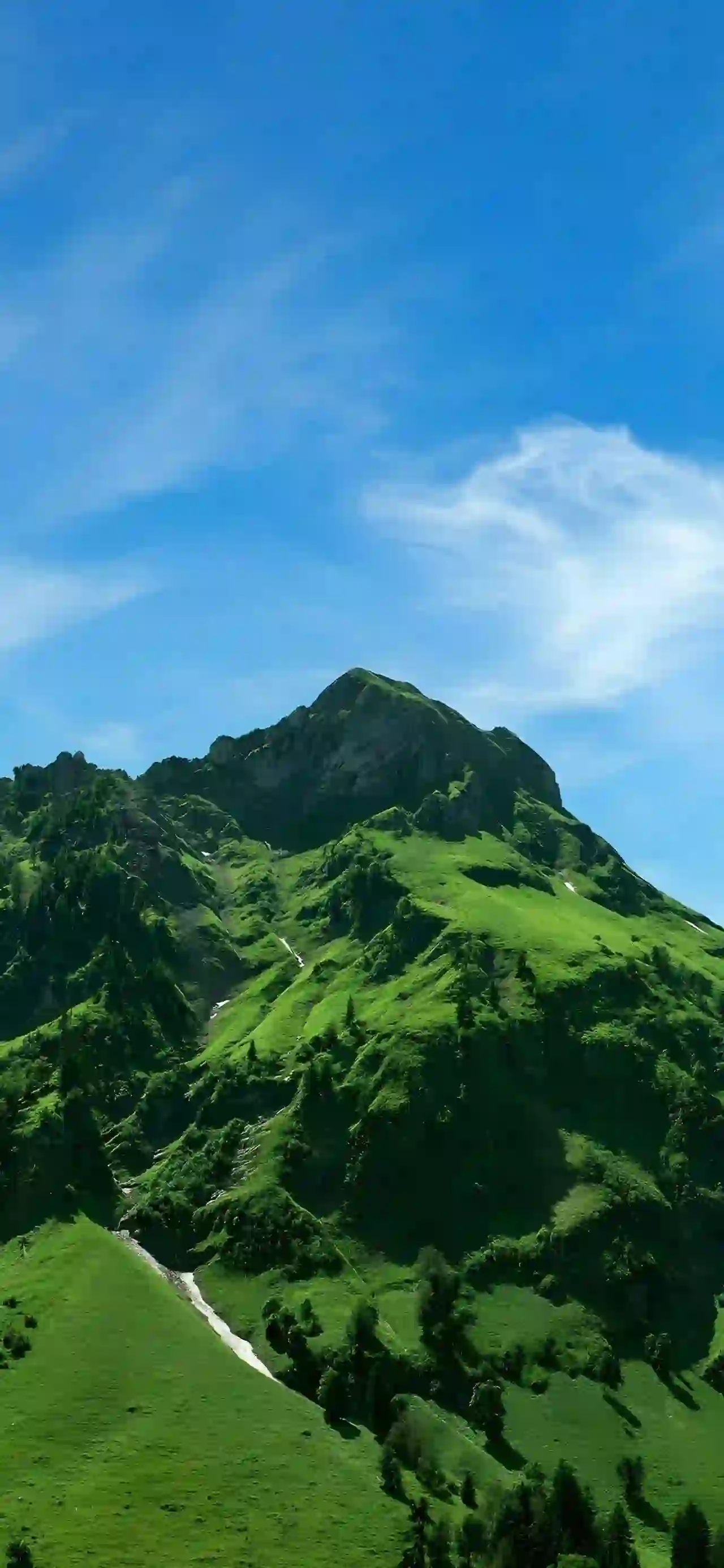 绿色山脉 蓝天白云 风景