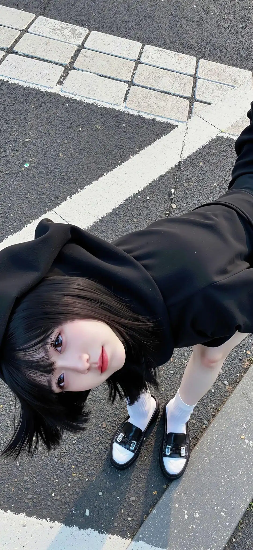 短发可爱女孩 黑色衣服