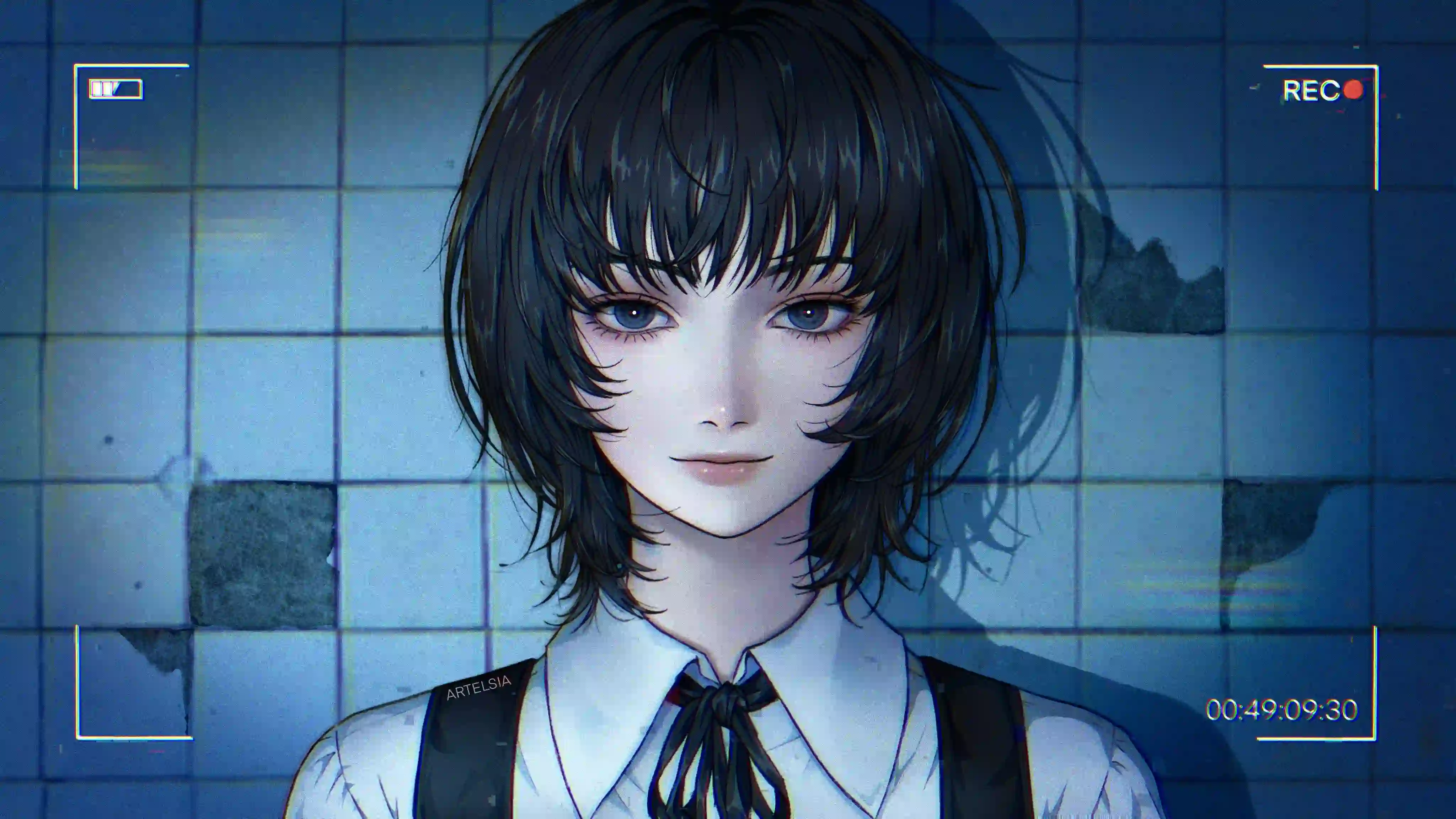 动漫女孩 二次元 短发女孩 照相机