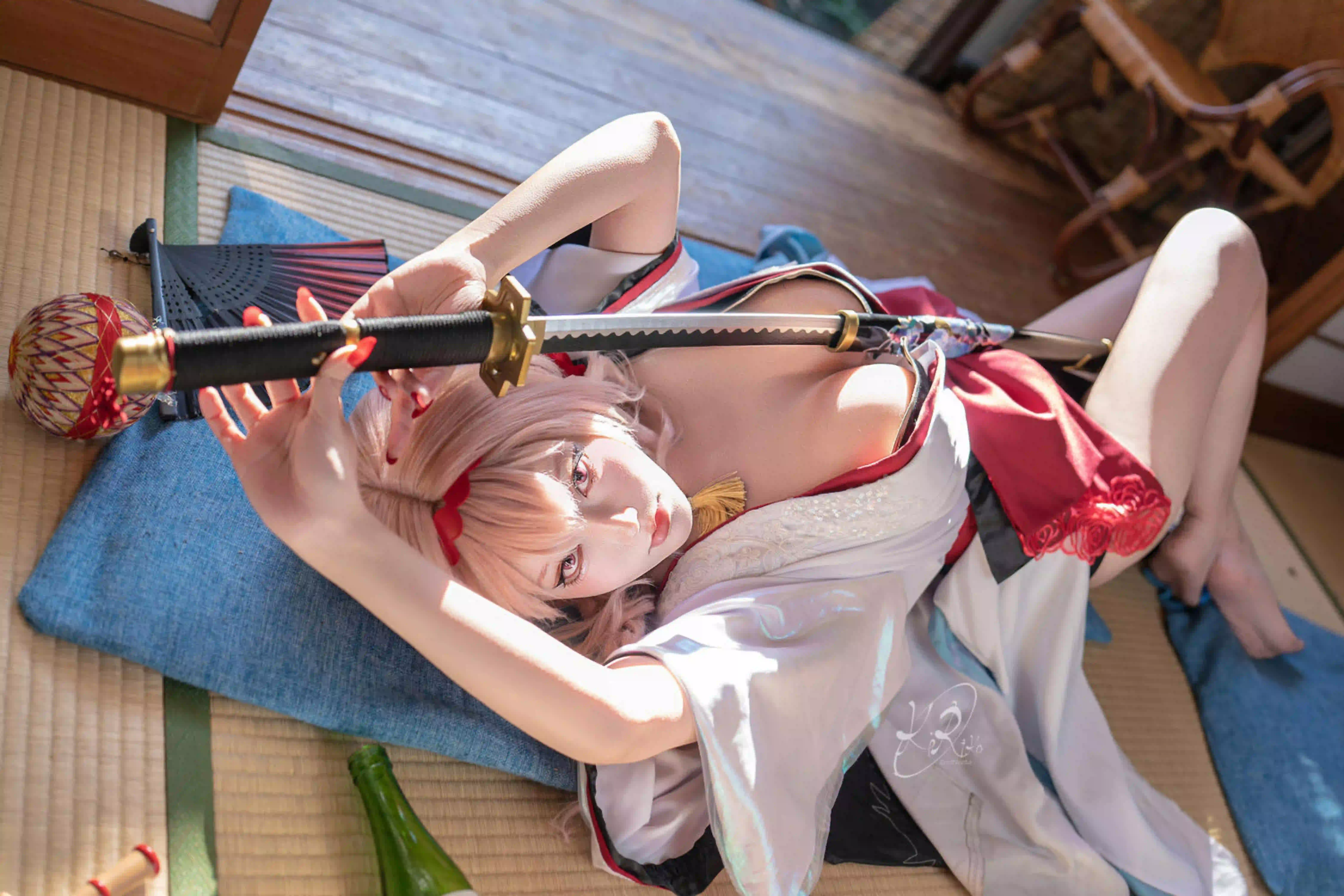 长发美女 coser 日式风格 妖刀 性感美女 和服 性感 美腿