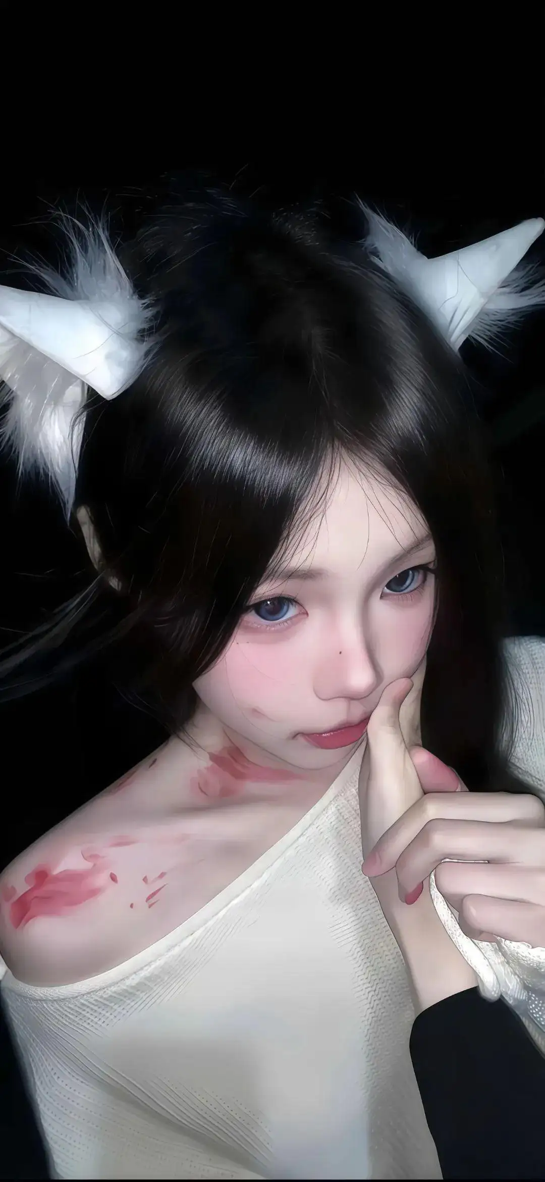 长发可爱性感美女｜白色衣服
