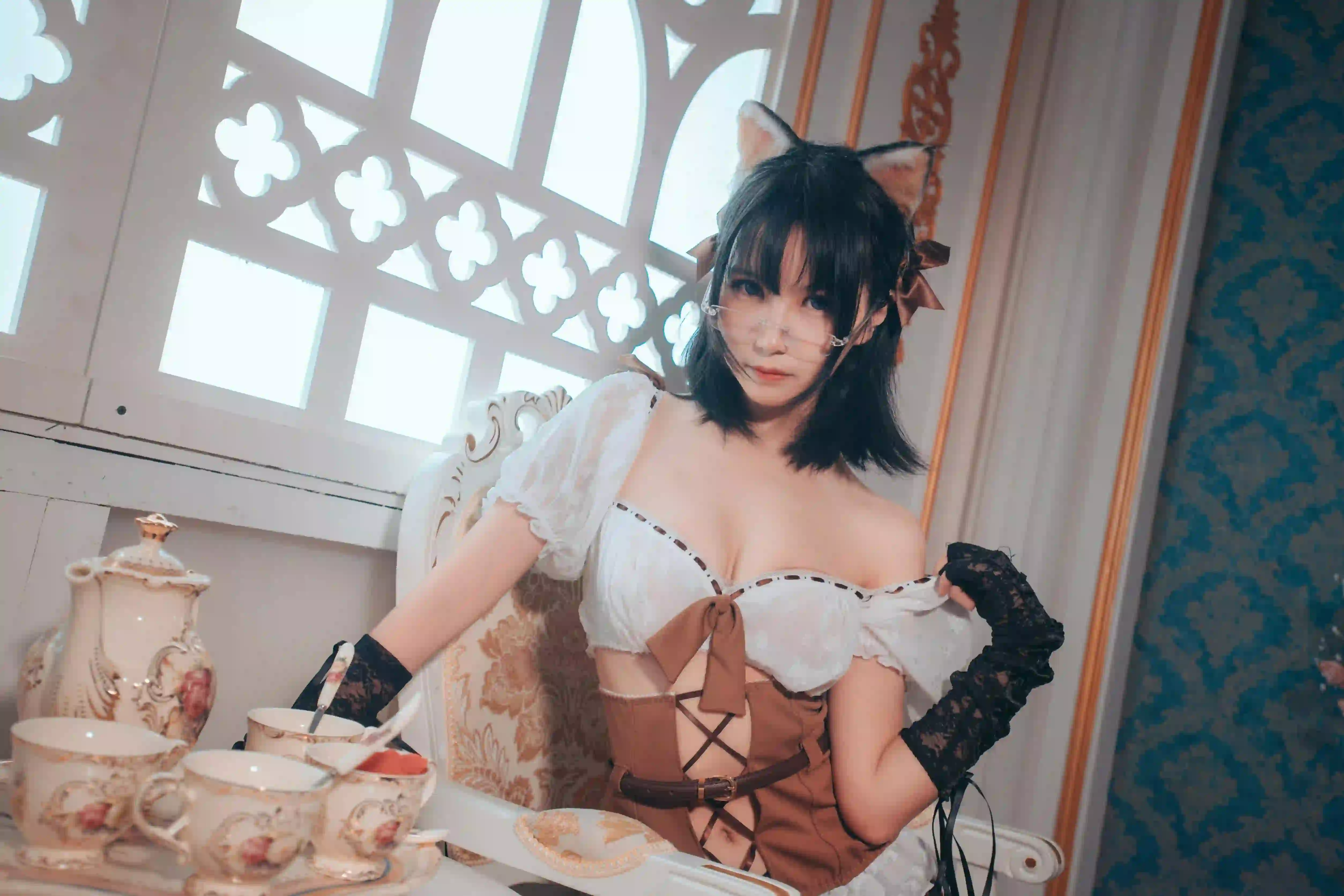 长腿黑丝美女 cosplay 猫耳女孩 性感