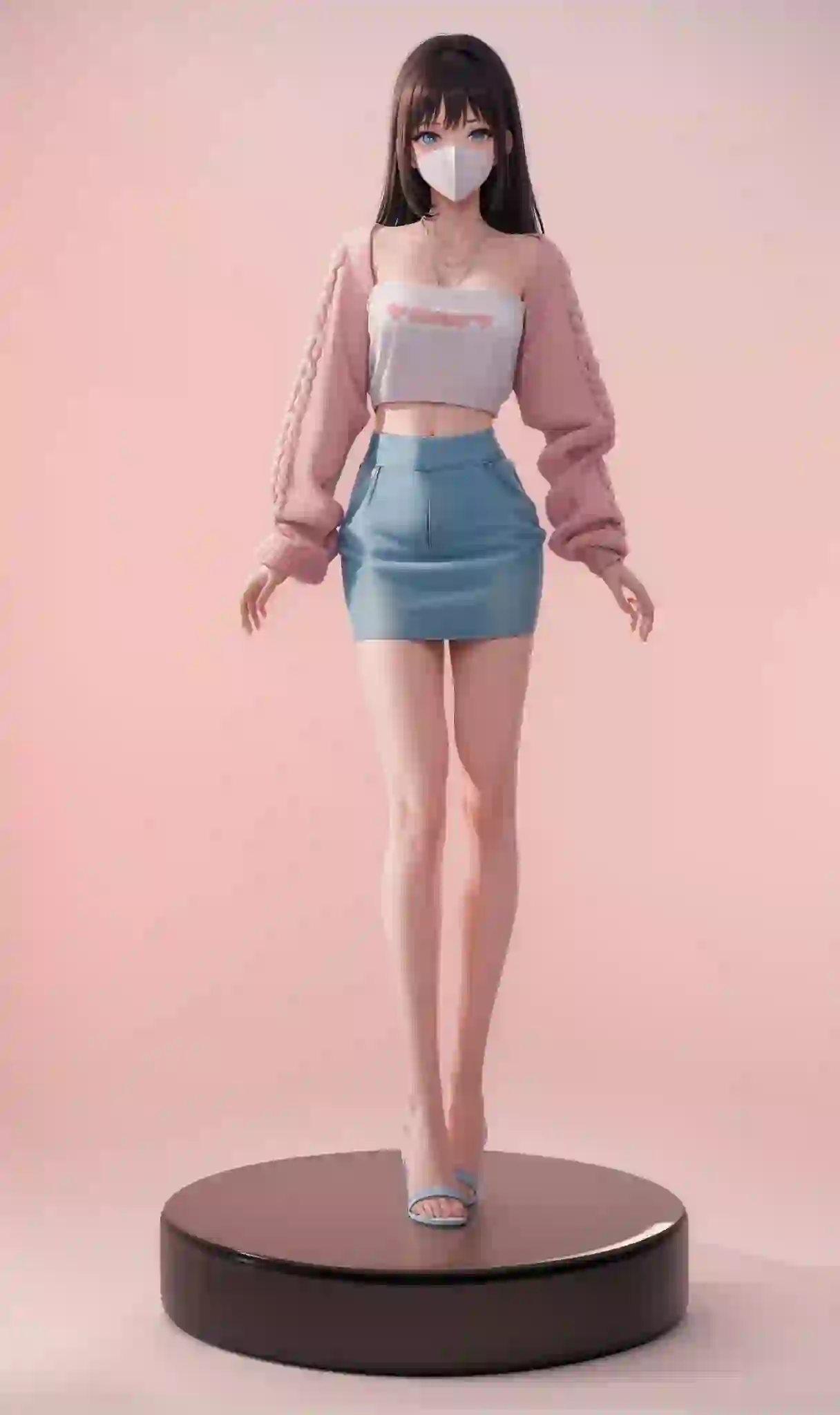 带口罩的女孩 手办女孩 丝袜 吊带 1