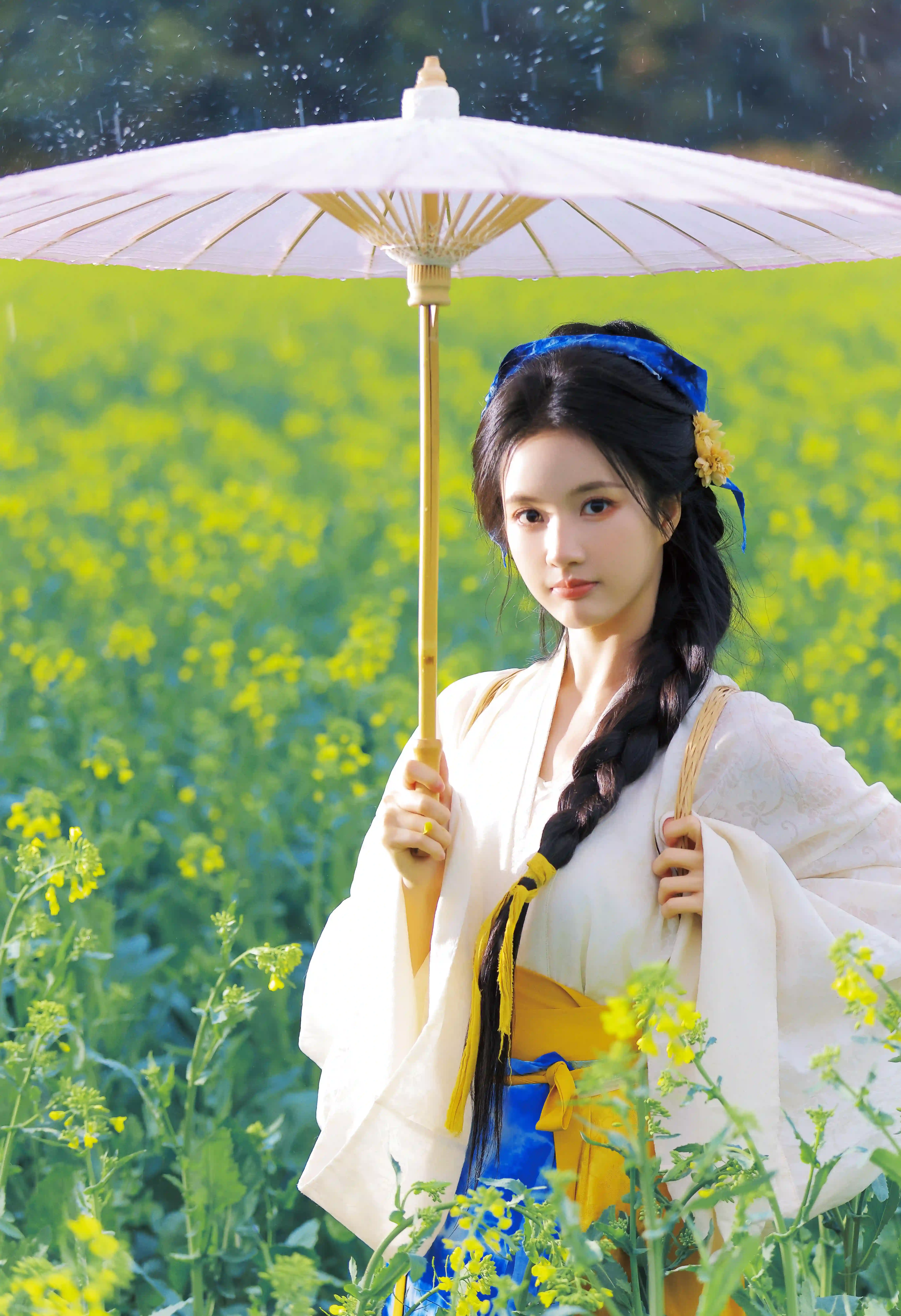 长发古风美女 田园风 刘些宁 可爱美女 油菜花