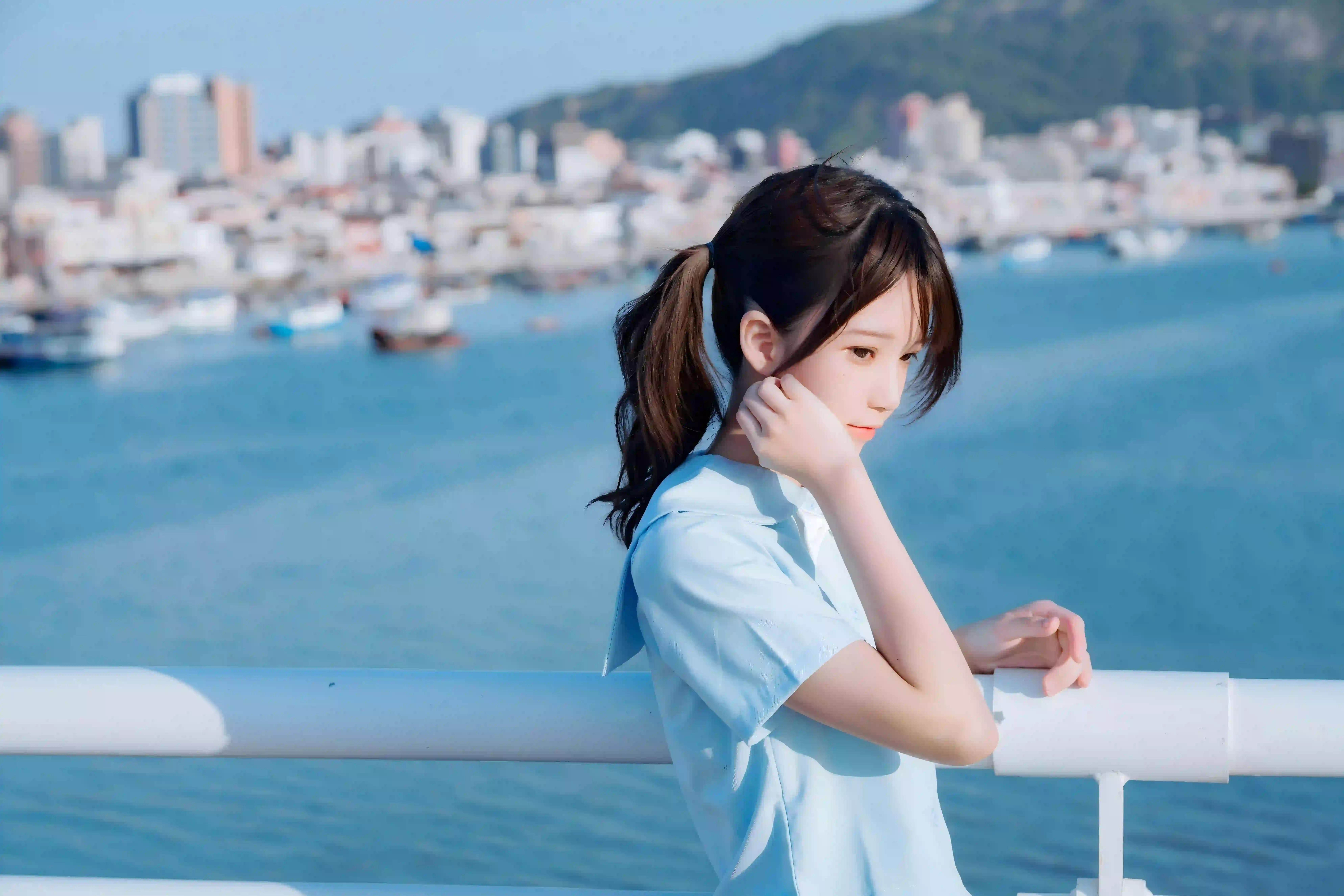 jk美女 户外写真 双马尾女孩 小清新 6
