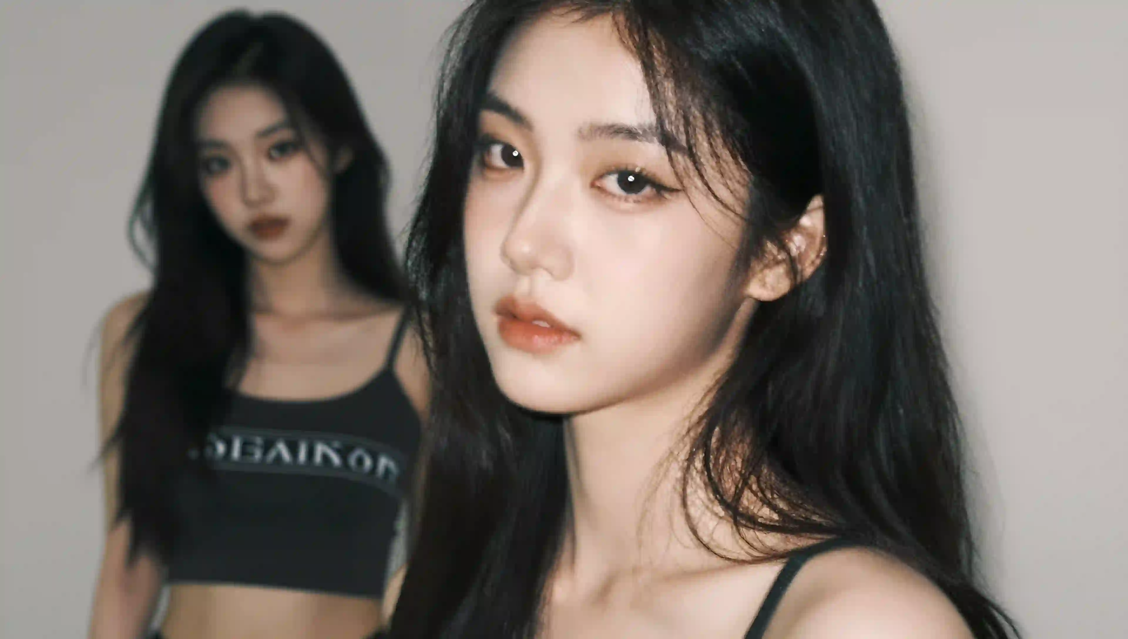 黑发美女 双人 特写 时尚 摄影