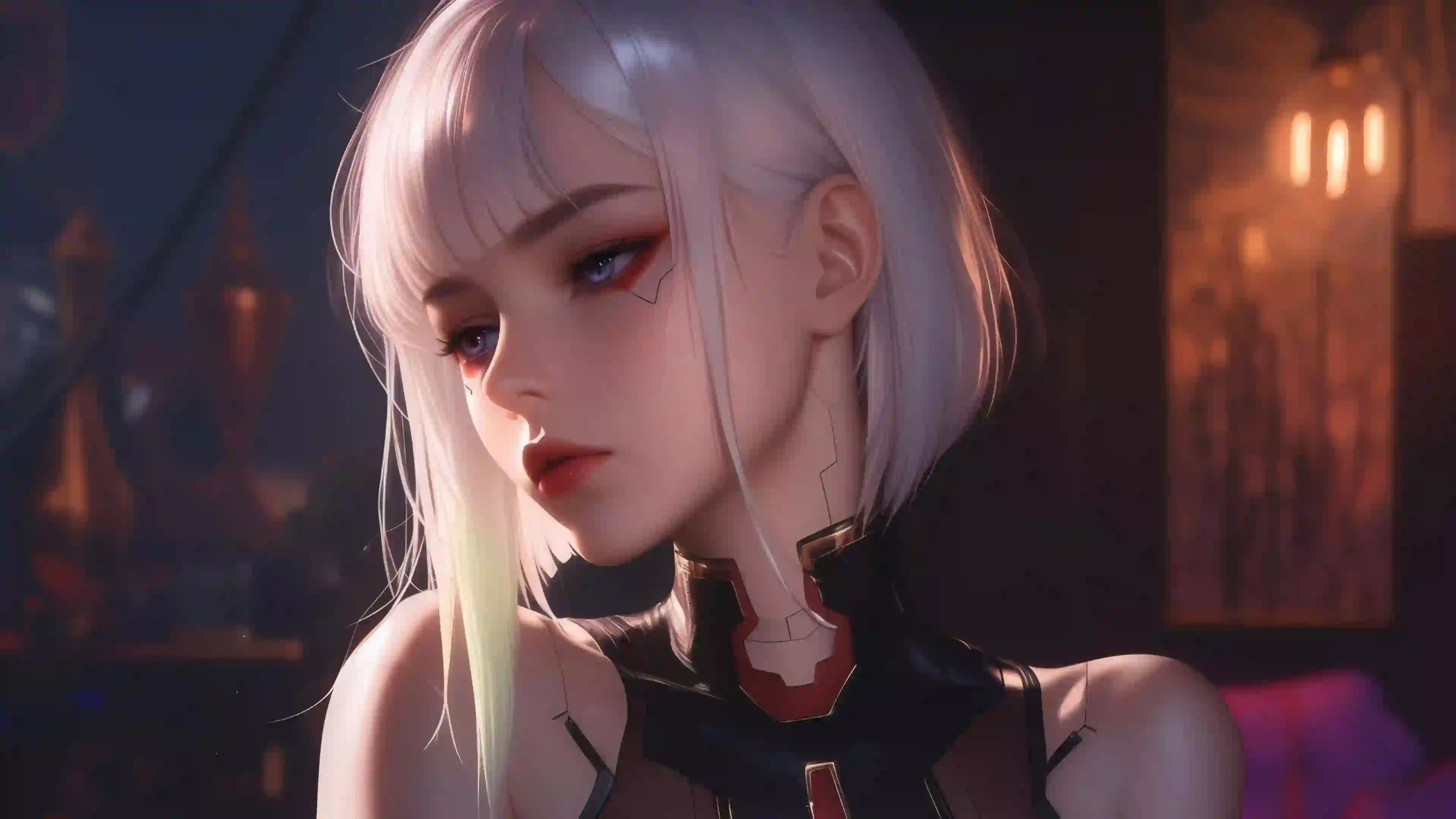 白发少女 赛博朋克风 白发女孩