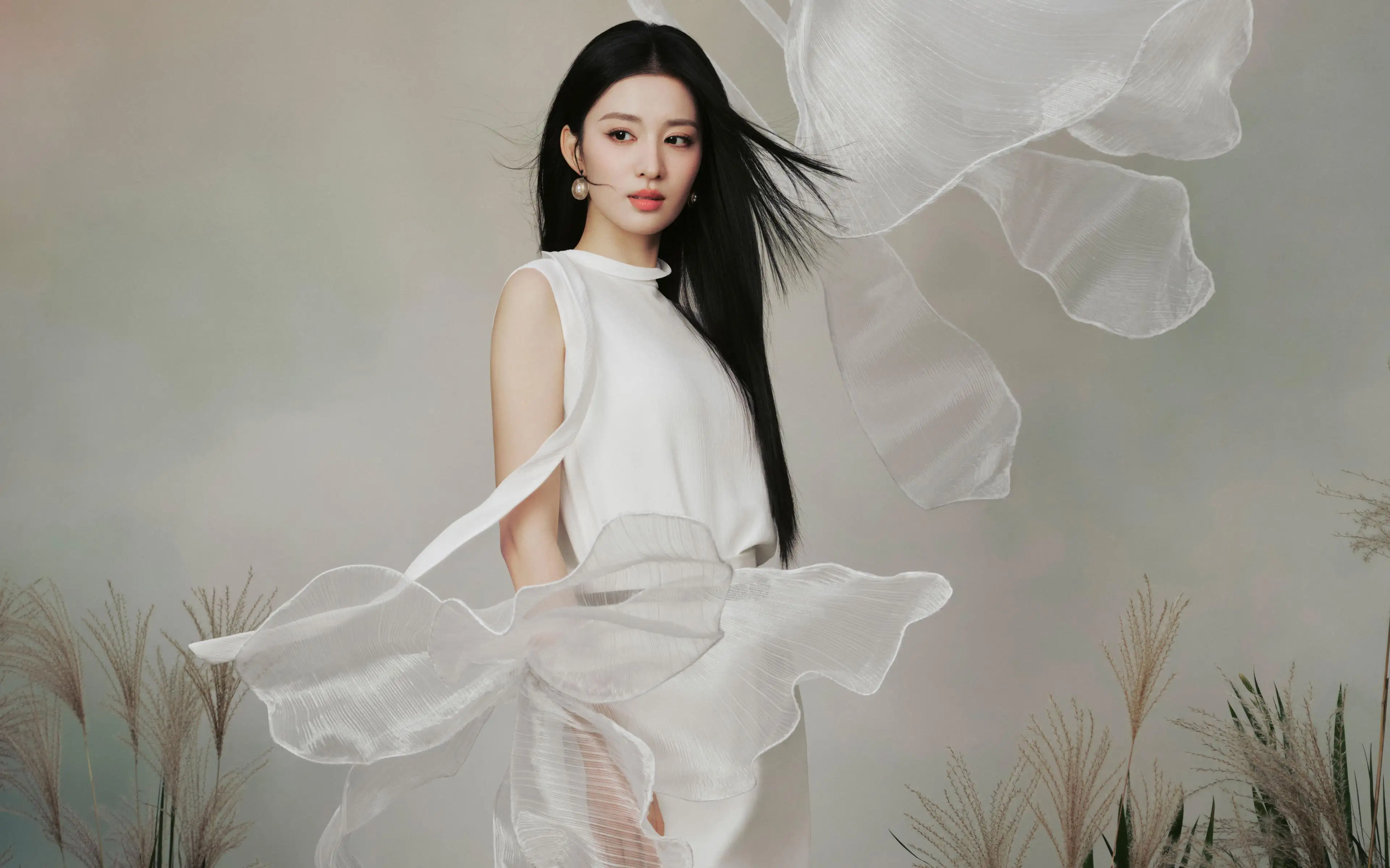 王楚然白色礼服唯美 4K美女壁纸 