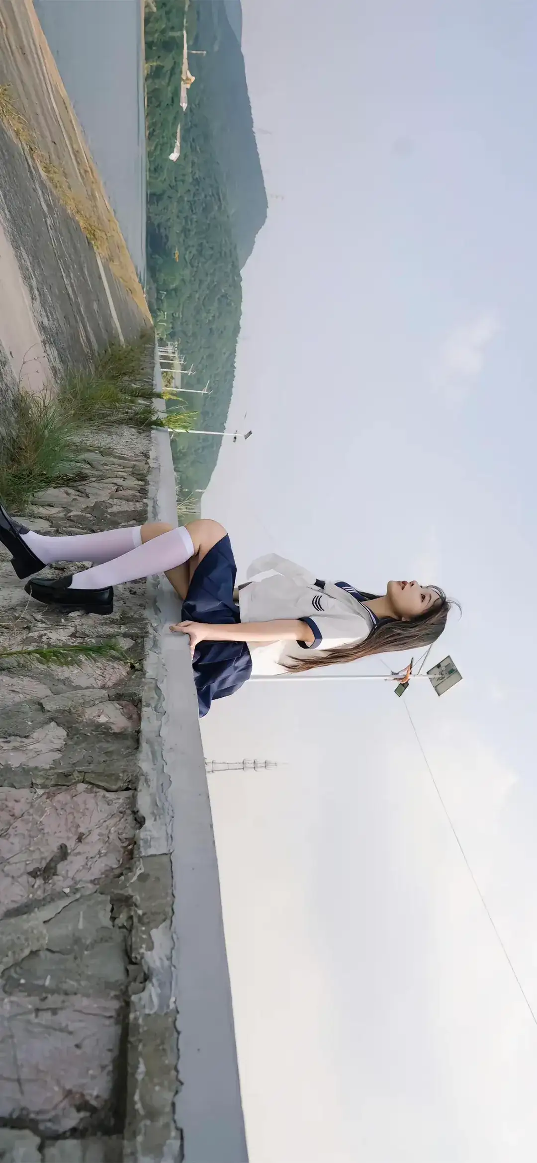 长发可爱jk美女｜户外写真｜天空