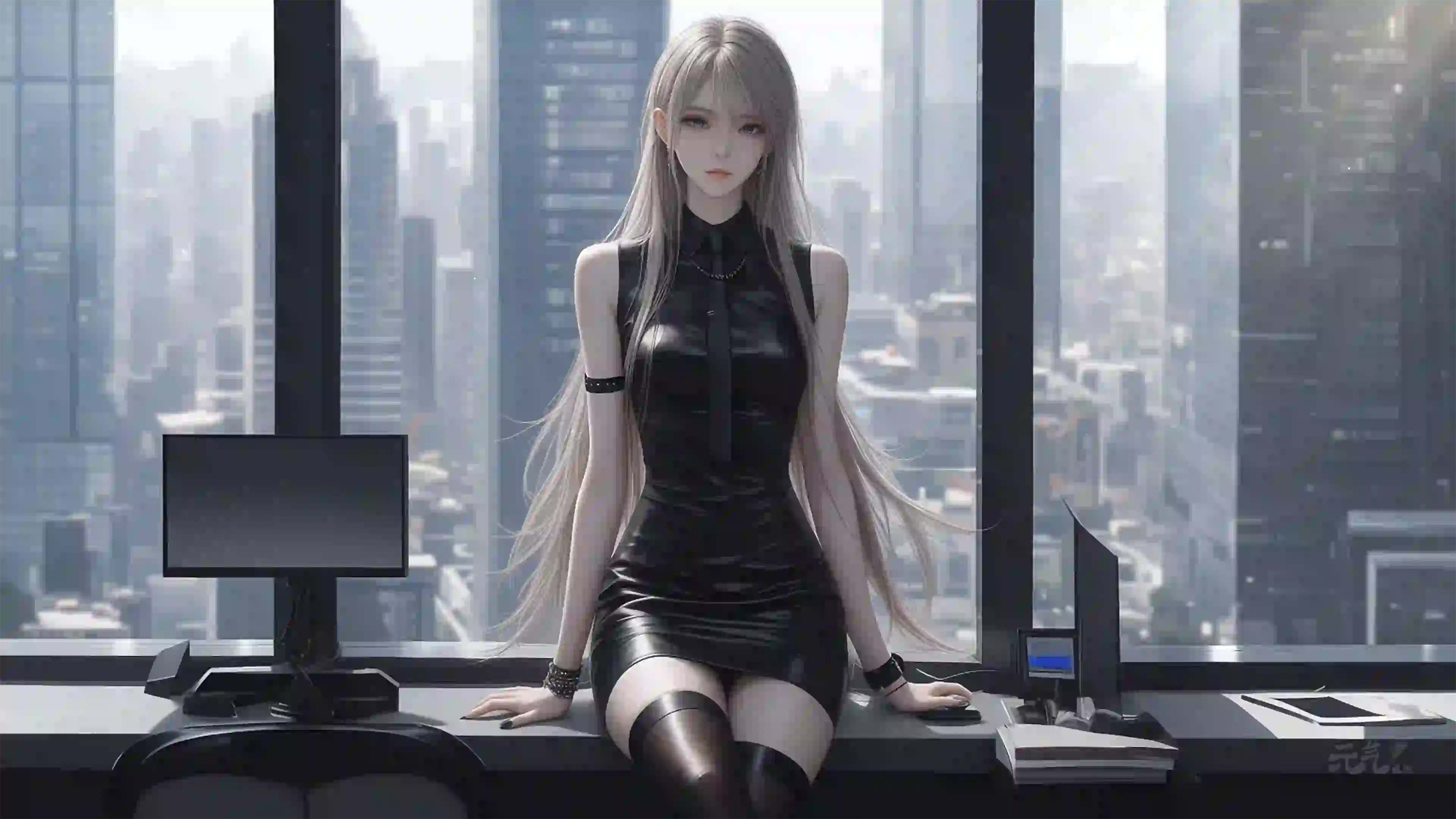 动漫女孩 长发女孩 二次元 ai AI 4k壁纸 长腿美女 性感美女 个性