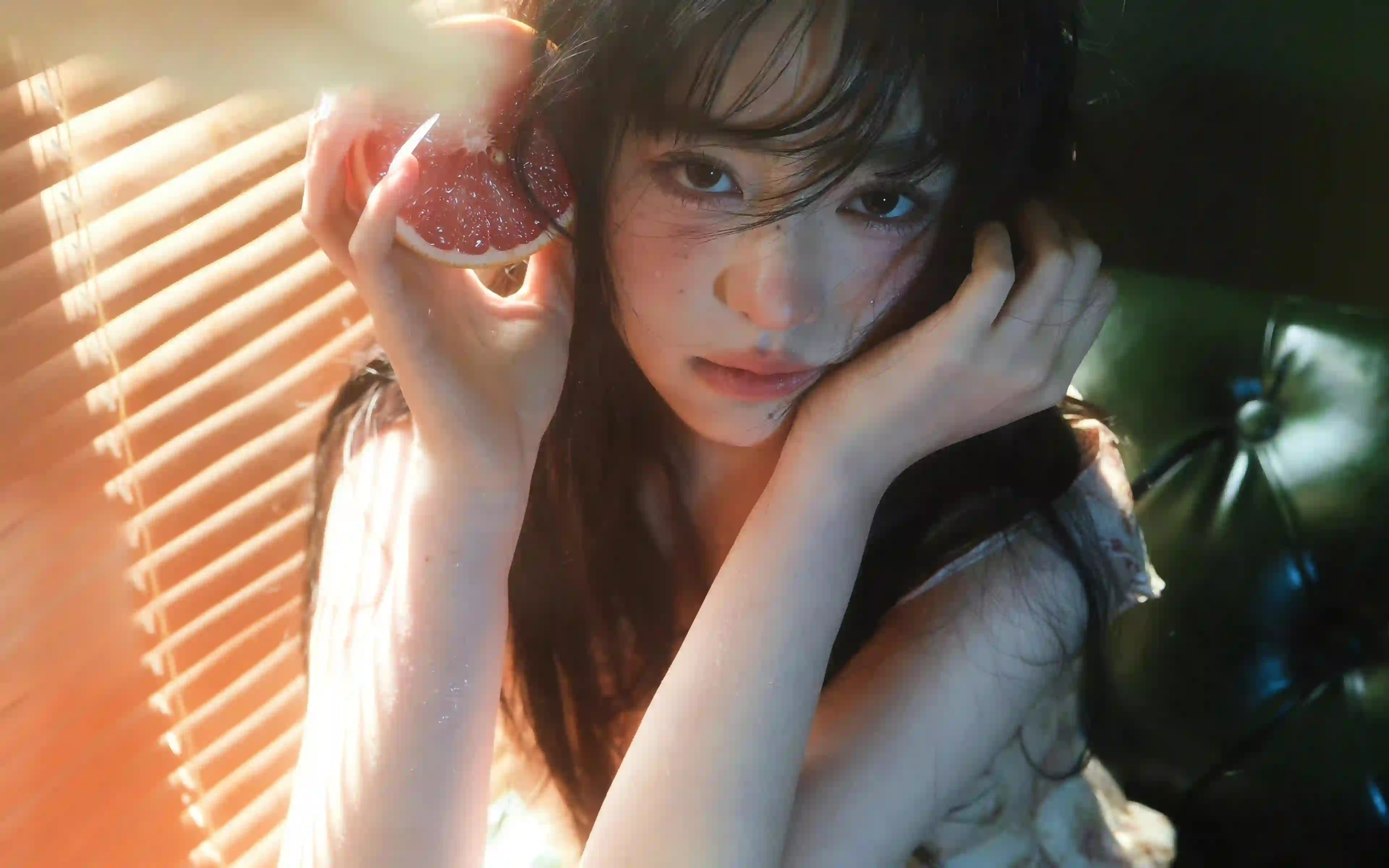 阳光美女 橙子 唯美 居家 