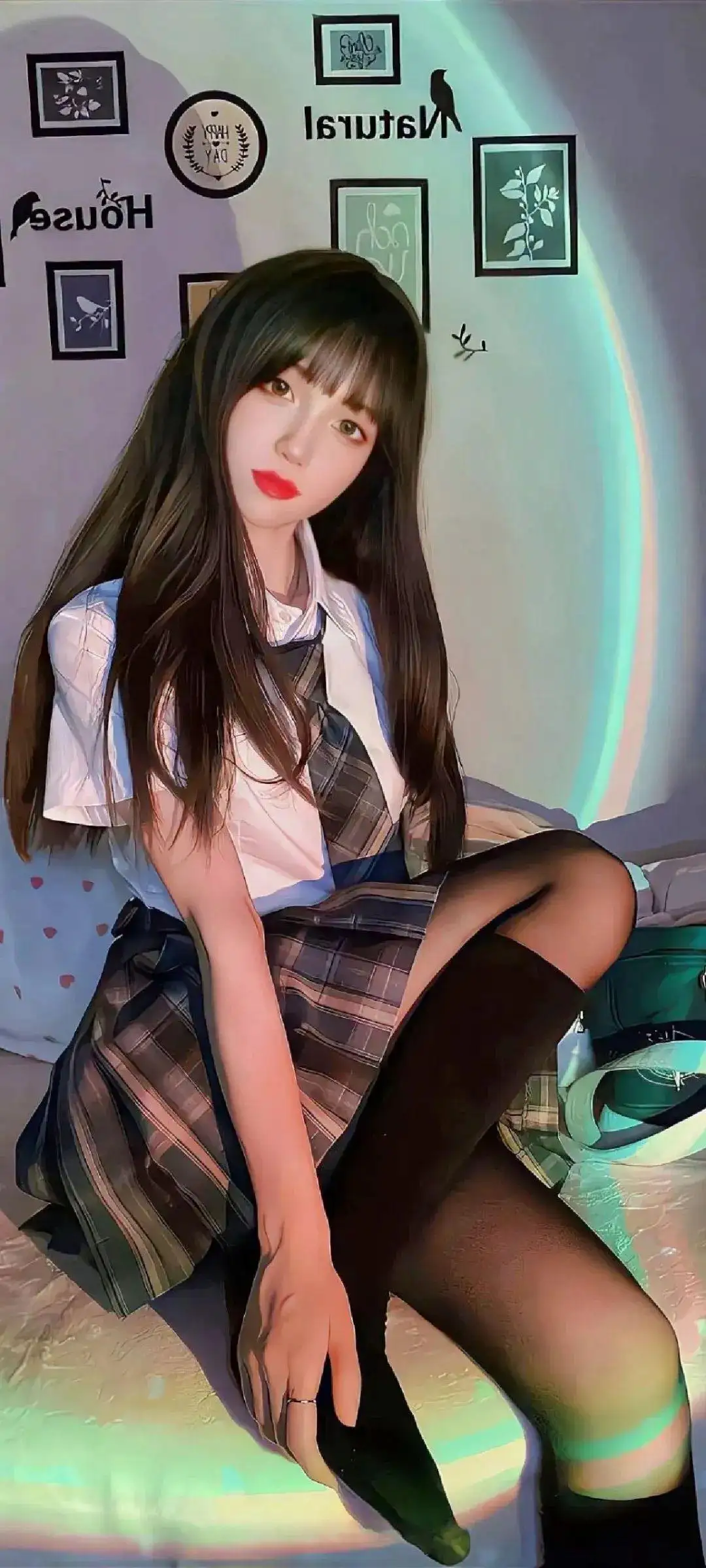 长腿黑丝jk制服美女｜场景｜居家
