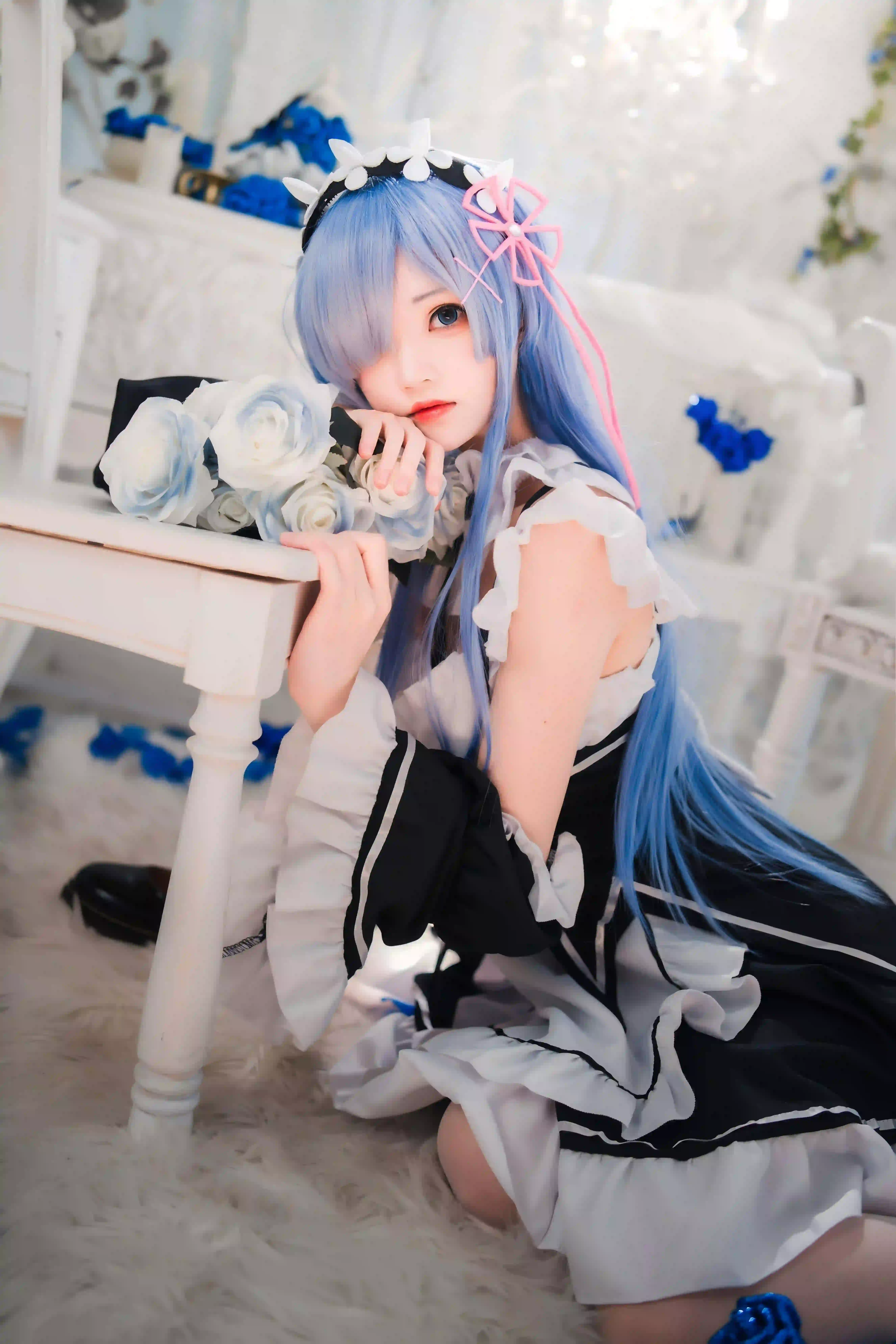 coser 长腿美女 蓝色头发 可爱女孩 6