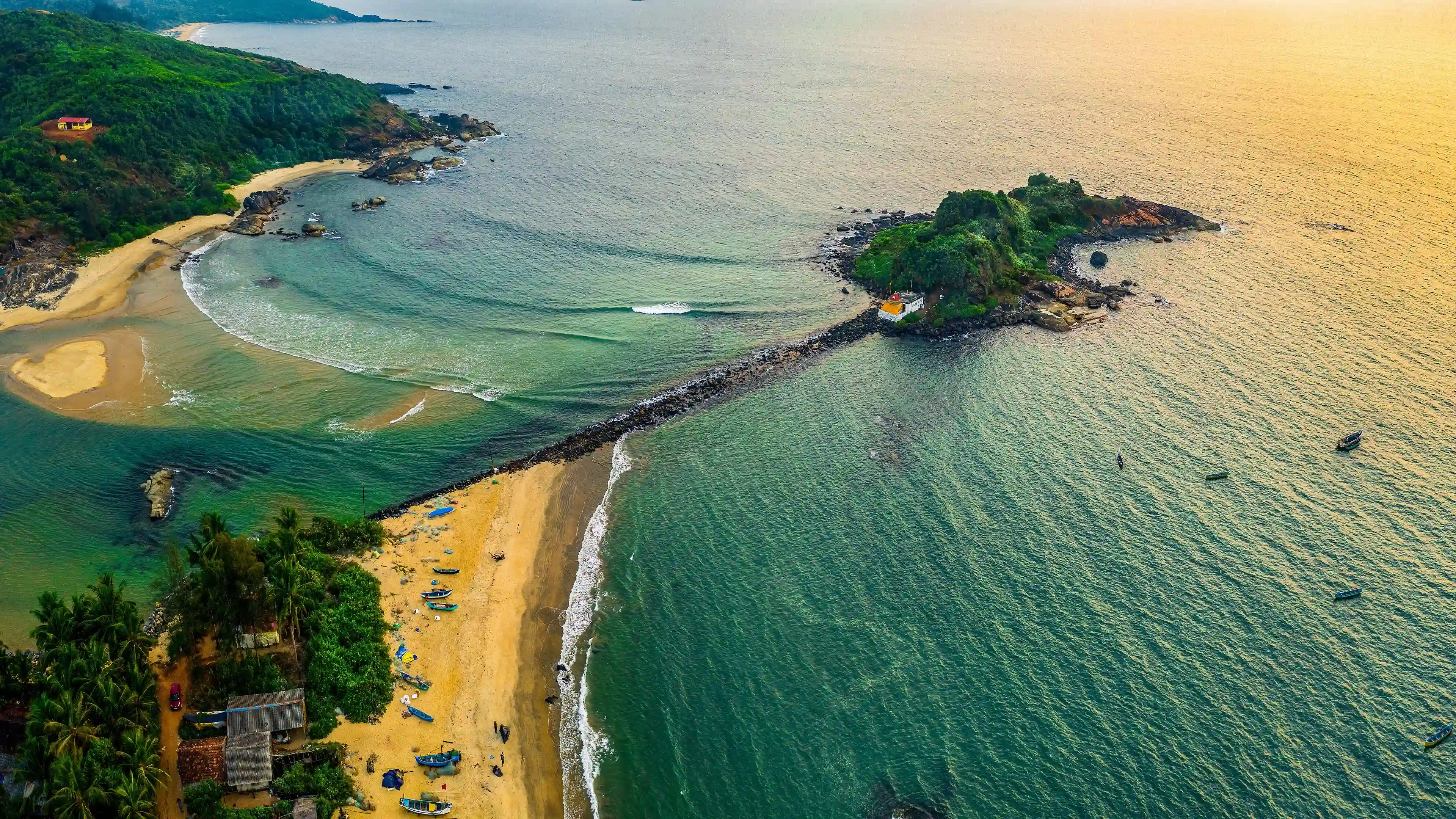航拍 热带海滩 海岛风光 日落 海景 碧海沙滩 自然风光