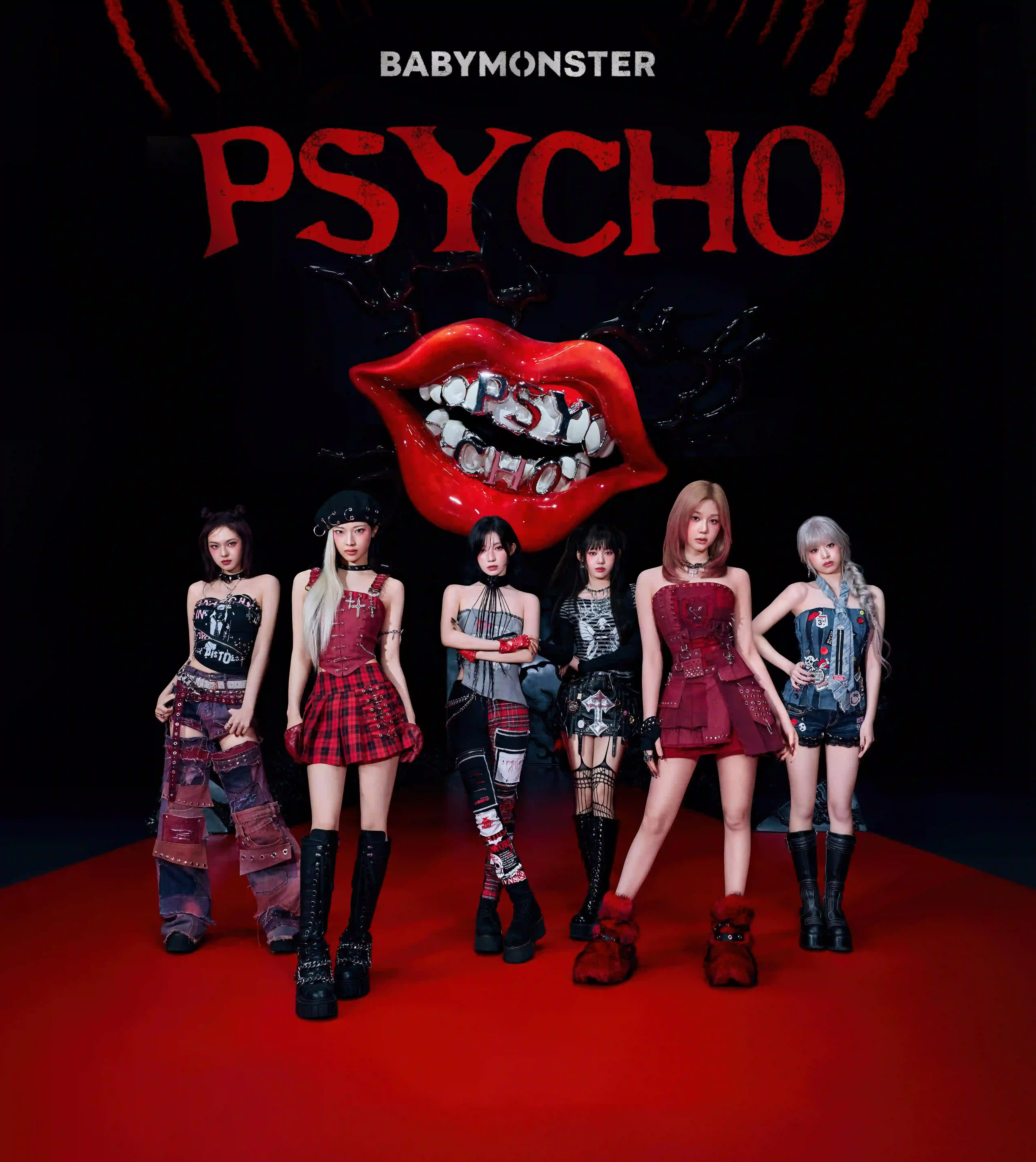 BABYMONSTER 女团 暗黑风格 朋克穿搭 专辑海报