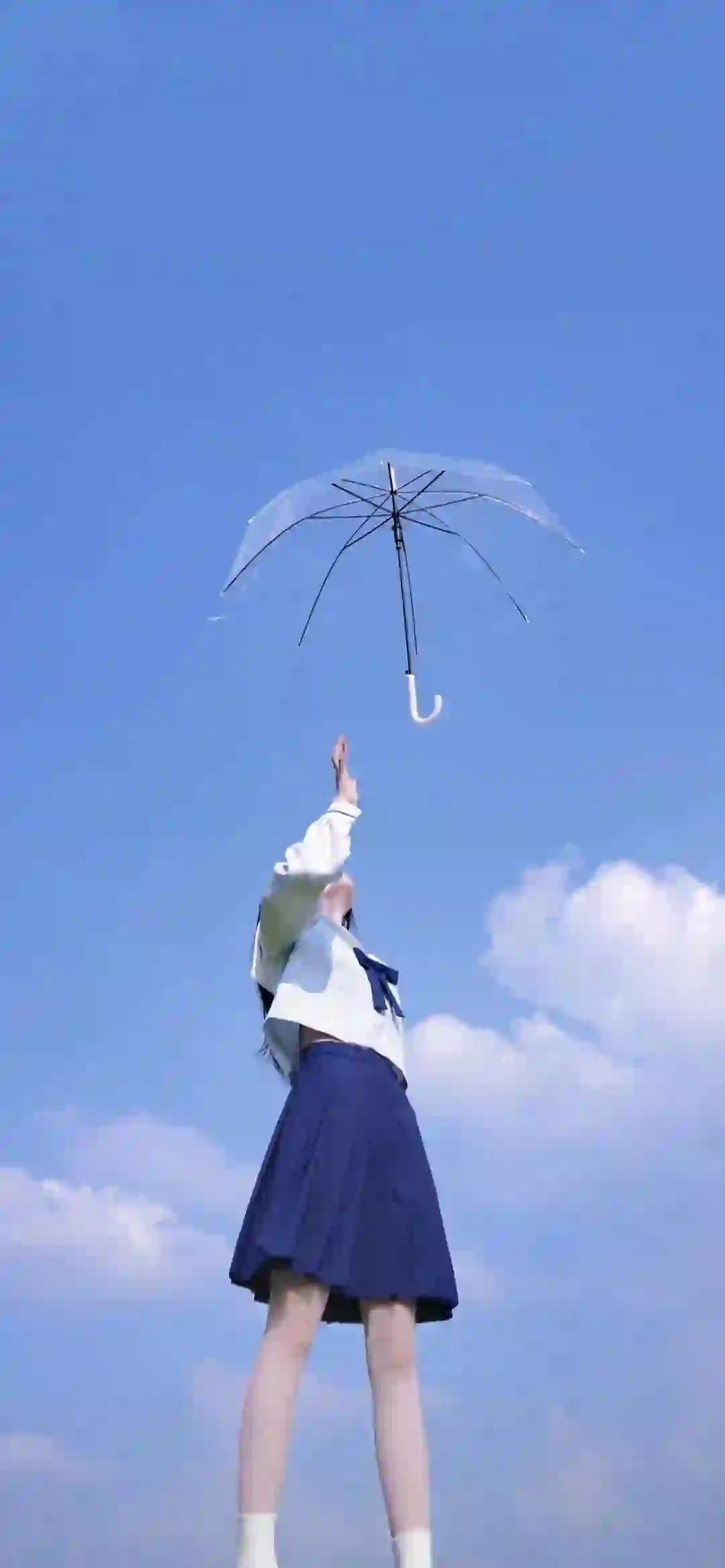 雨伞 jk女孩 青春 蓝天白云