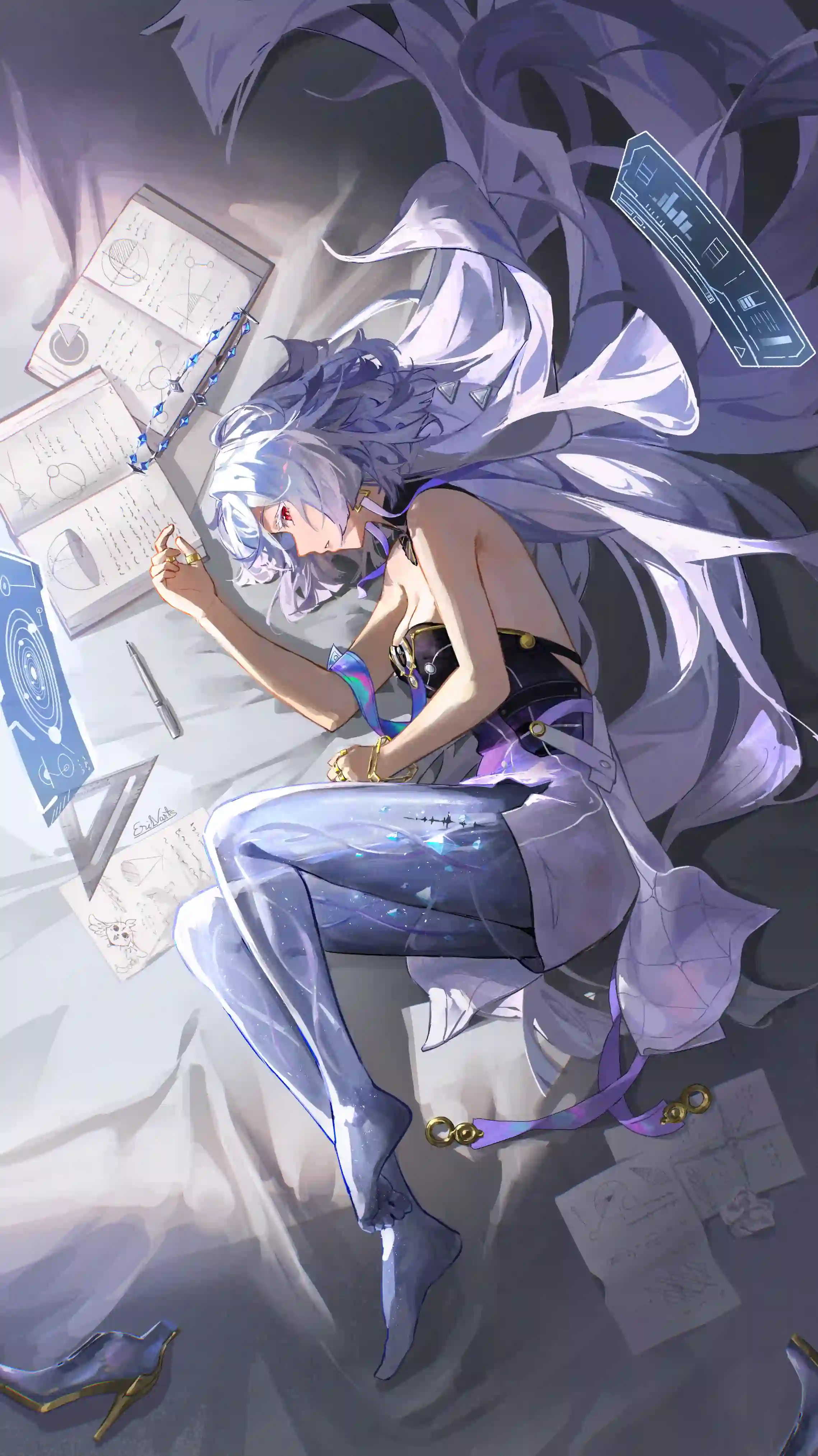 动漫女孩 二次元女孩 长腿美女 紫色头发