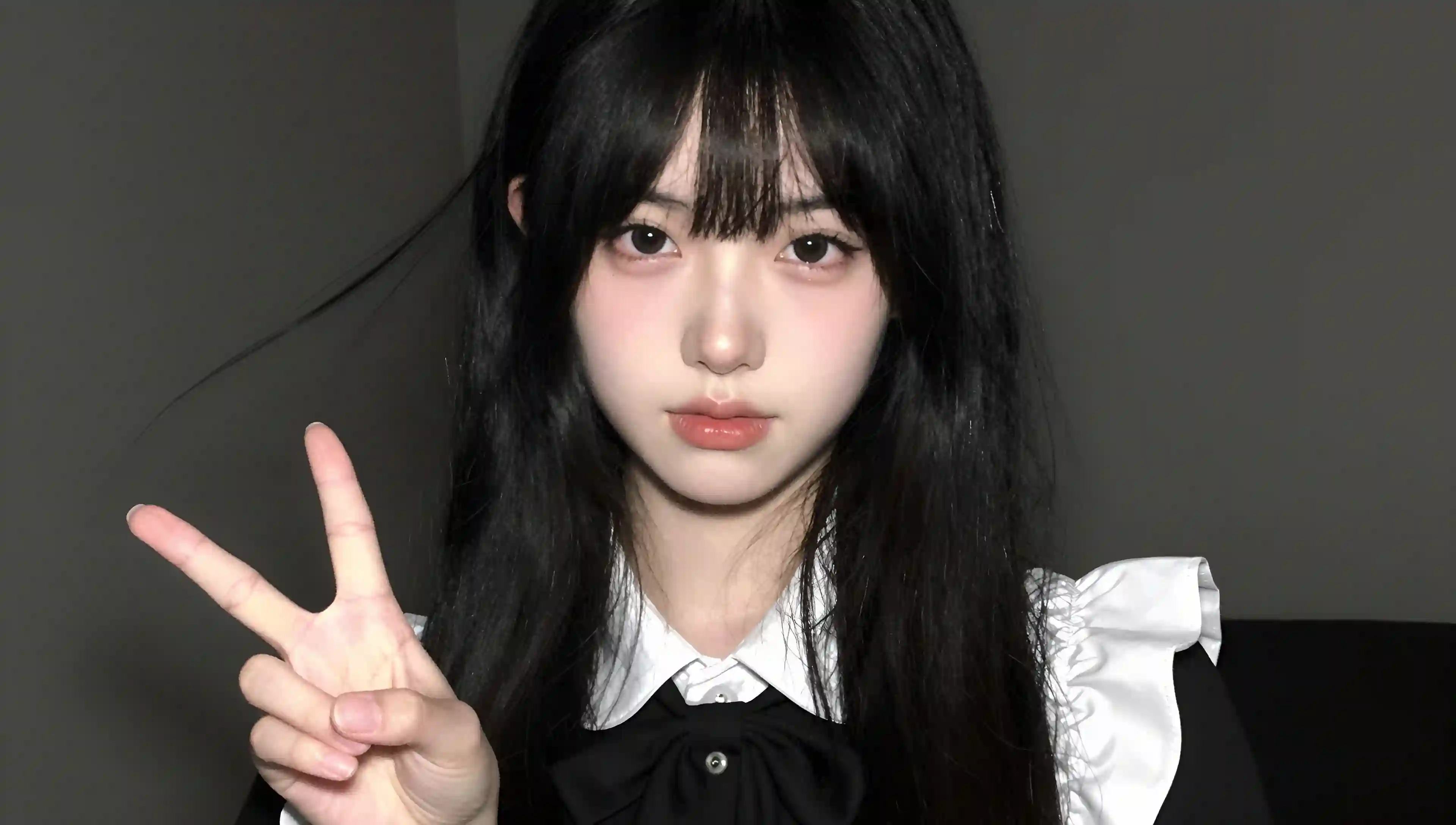 人像摄影_上半身特写_打光均匀_脸部无阴影_暗调_伦勃朗光_超长发_邻家少女_黑长直_刘海厚重且覆盖额头_侧刘海修饰脸型_皮肤白皙_整体妆_3677523156.png