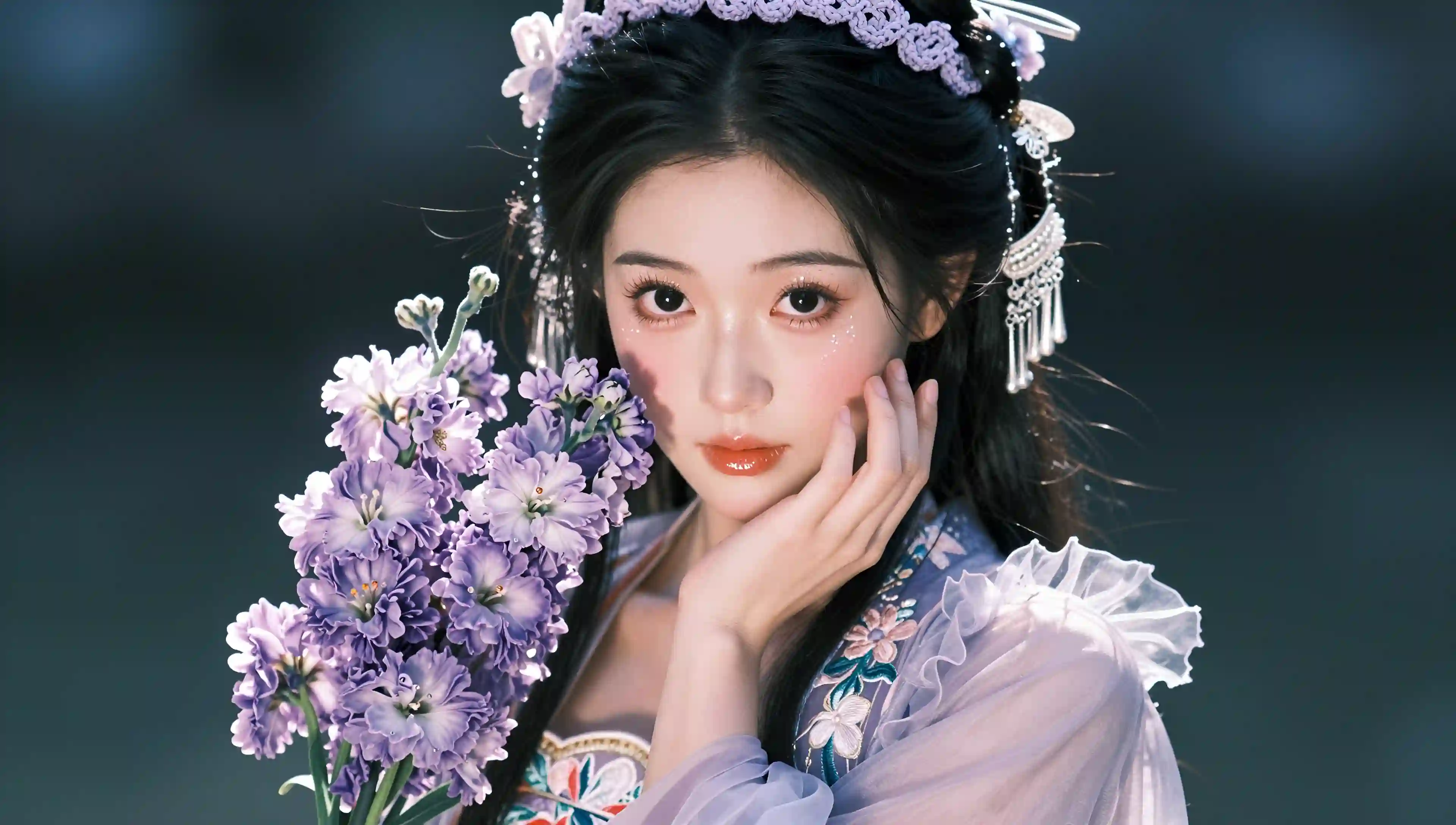 ccd摄影_美人_怪诞奢华少女风格_端庄优雅花瓣元素_端庄优雅漂亮_服装造型精致灵动_风情妩媚天真而不自知_楚楚可怜_细节丰富_光线明暗交_2921715867.png