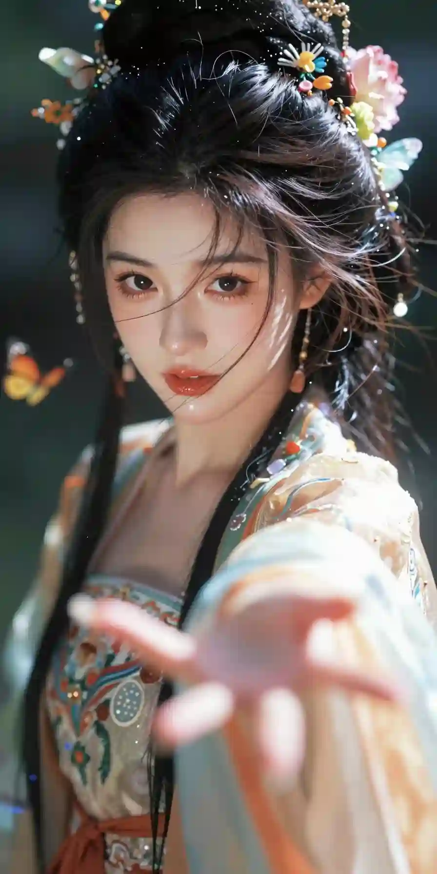 胶片摄影_镜头语言_淡彩_个性视角_美人_华美发饰_嬉戏_盛夏_汉服_发饰和服装颜色相映衬_风情妩媚天真而不自知_楚楚可怜_细节丰富_光线明_1098558231.png